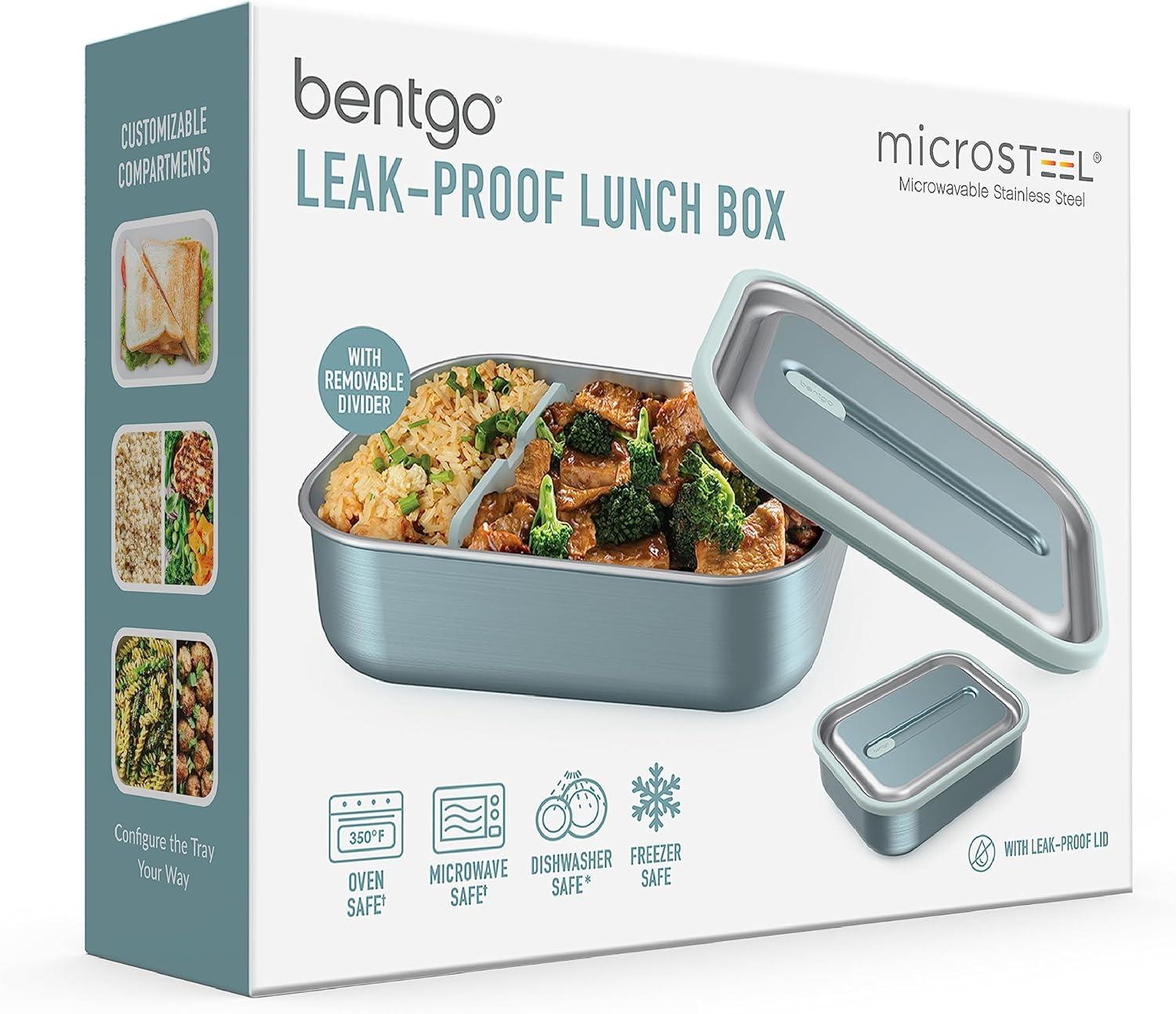 Bentgo Stainless - Leak-Proof Bento-Style Lunch Box with Removable Divider - Sustainable 5 Cup Capacity, Odor and Stain Resistant for On-the-Go Balanced Eating for Adults & Teens (Aqua)