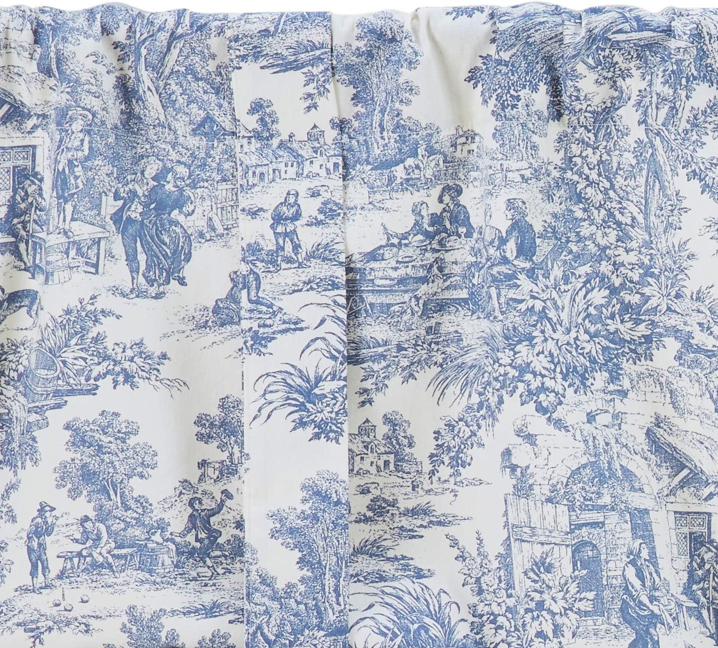 Victoria Park Toile Tie-Up Valence Window Curtain, Blue