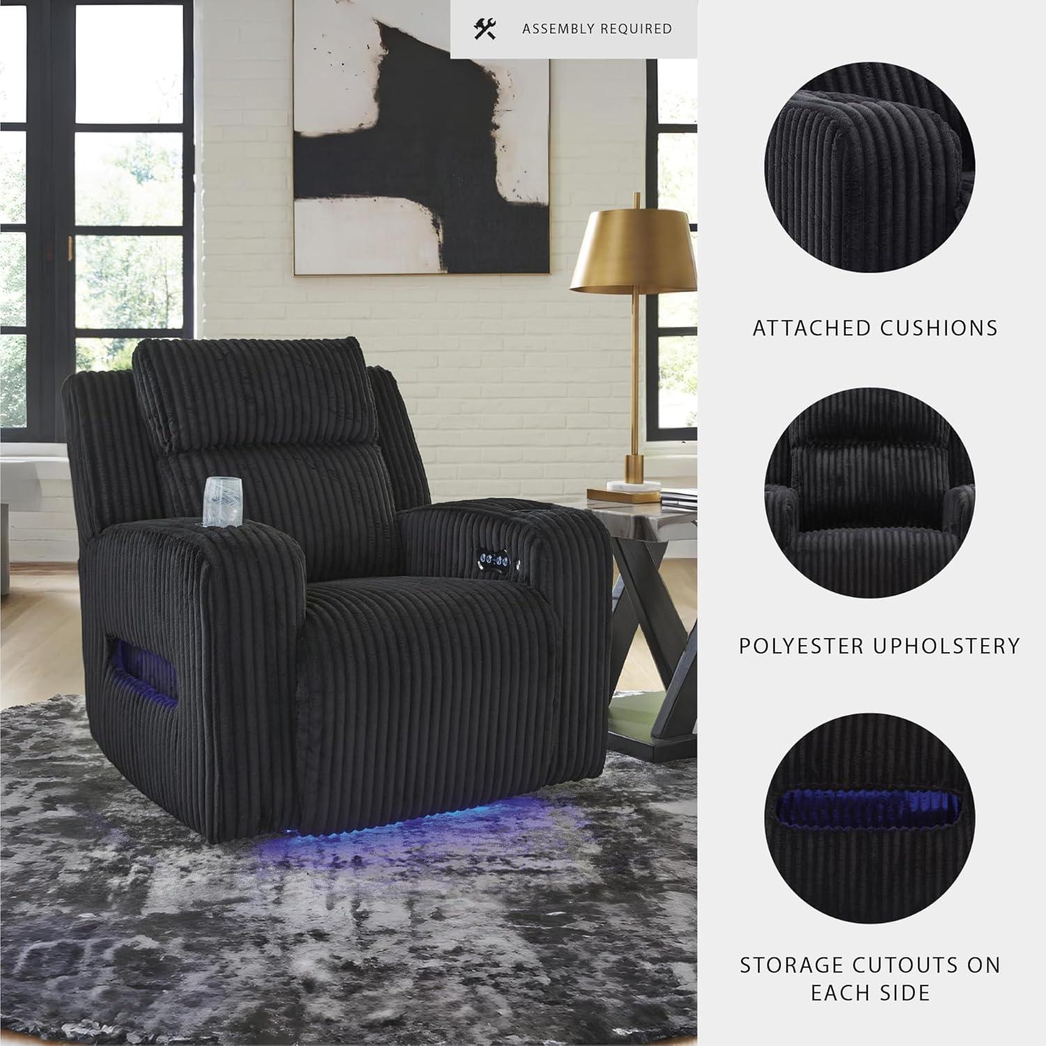 Signature Design by Ashley The Man-Den Leather Power Recliner in Gray