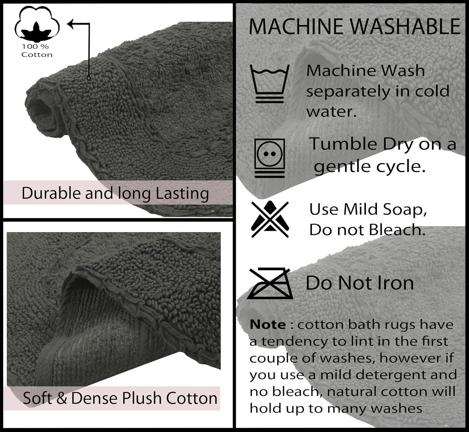 Home Weavers Casual Elegance Bath Mat 100% Cotton Bathroom Rugs Set, Washable Rug, Extra Soft and Absorbent bath Rug, Kitchen Mat, Bath Mat Set, Bath Floor Mat Reversible, 17"x24" Rectangle, Gray