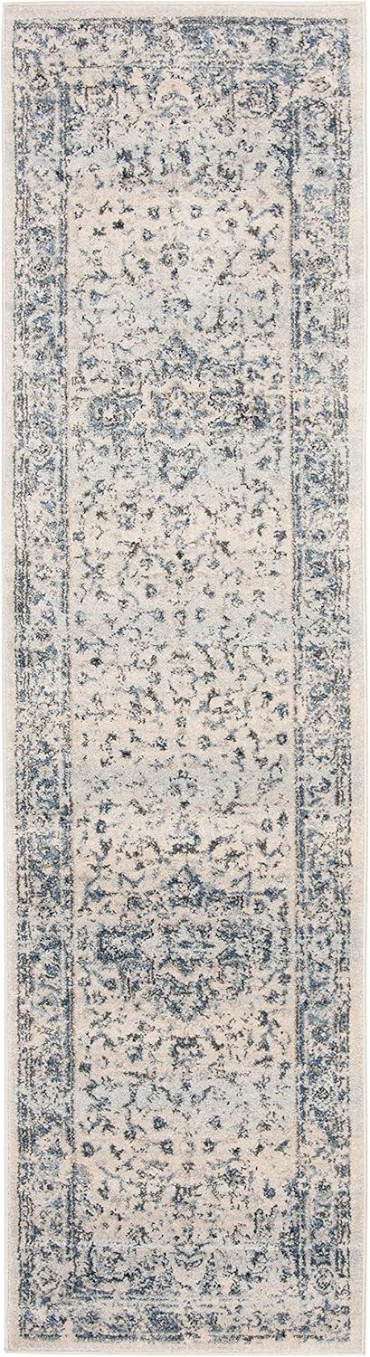 SAFAVIEH Charleston Zharko Overdyed Floral Runner Rug, Ivory/Navy, 2' x 16'