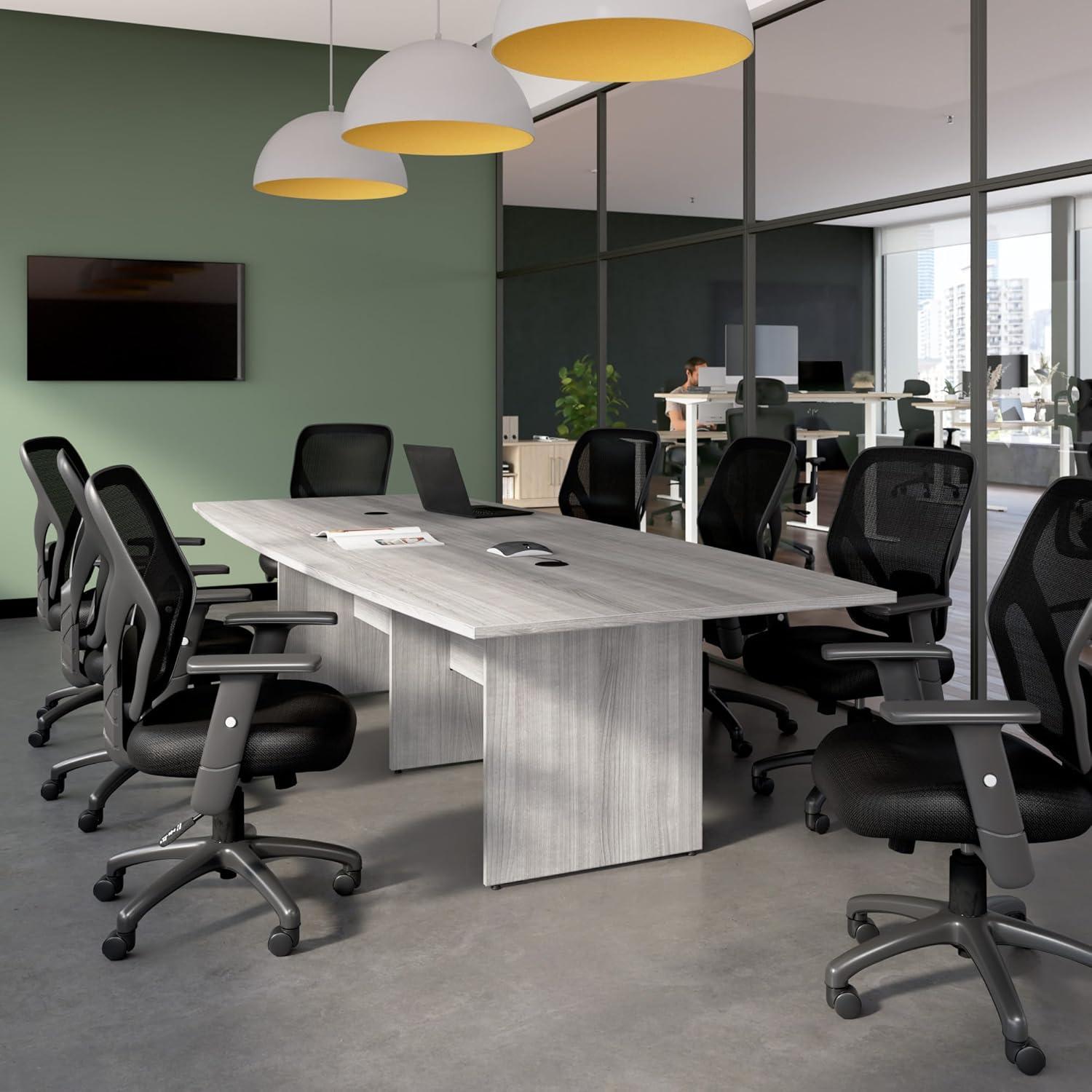 BBF 120W x 48D Boat Shaped Conference Table with Wood Base