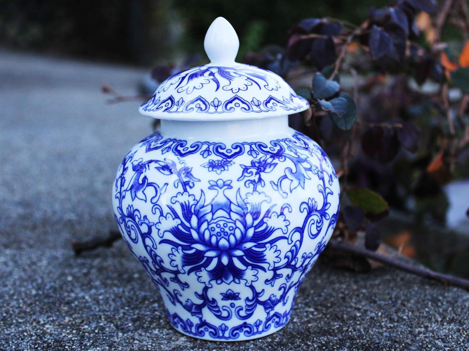 Ancient Chinese Blue and White Porcelain Helmet-shaped Temple Jar. Small