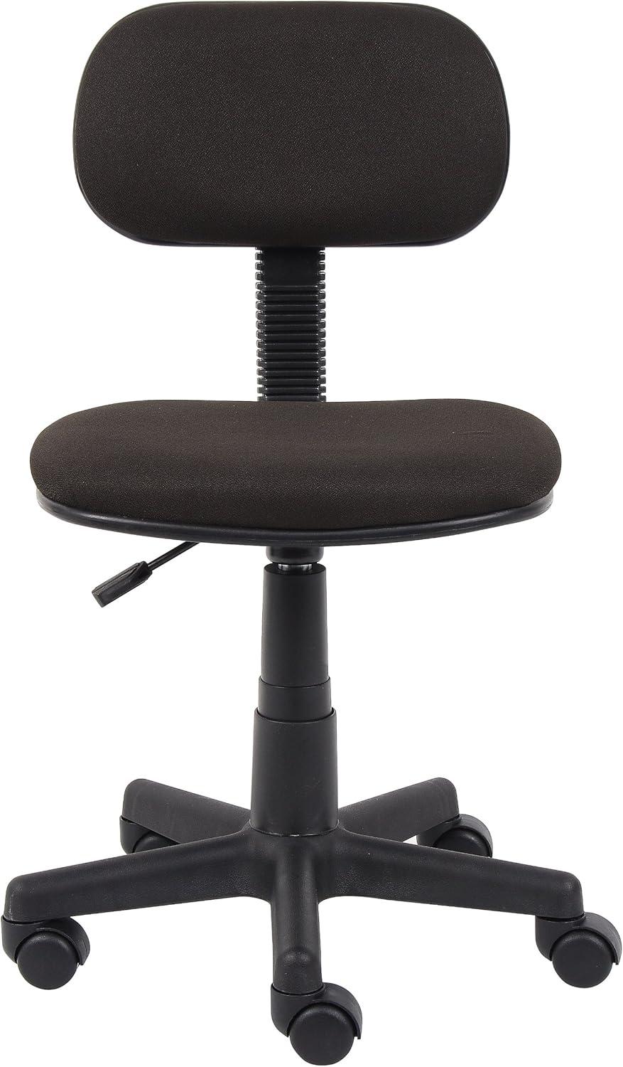 Fabric Steno Chair Black - Boss Office Products: Pneumatic Lift, Nylon Base, Swivel Casters