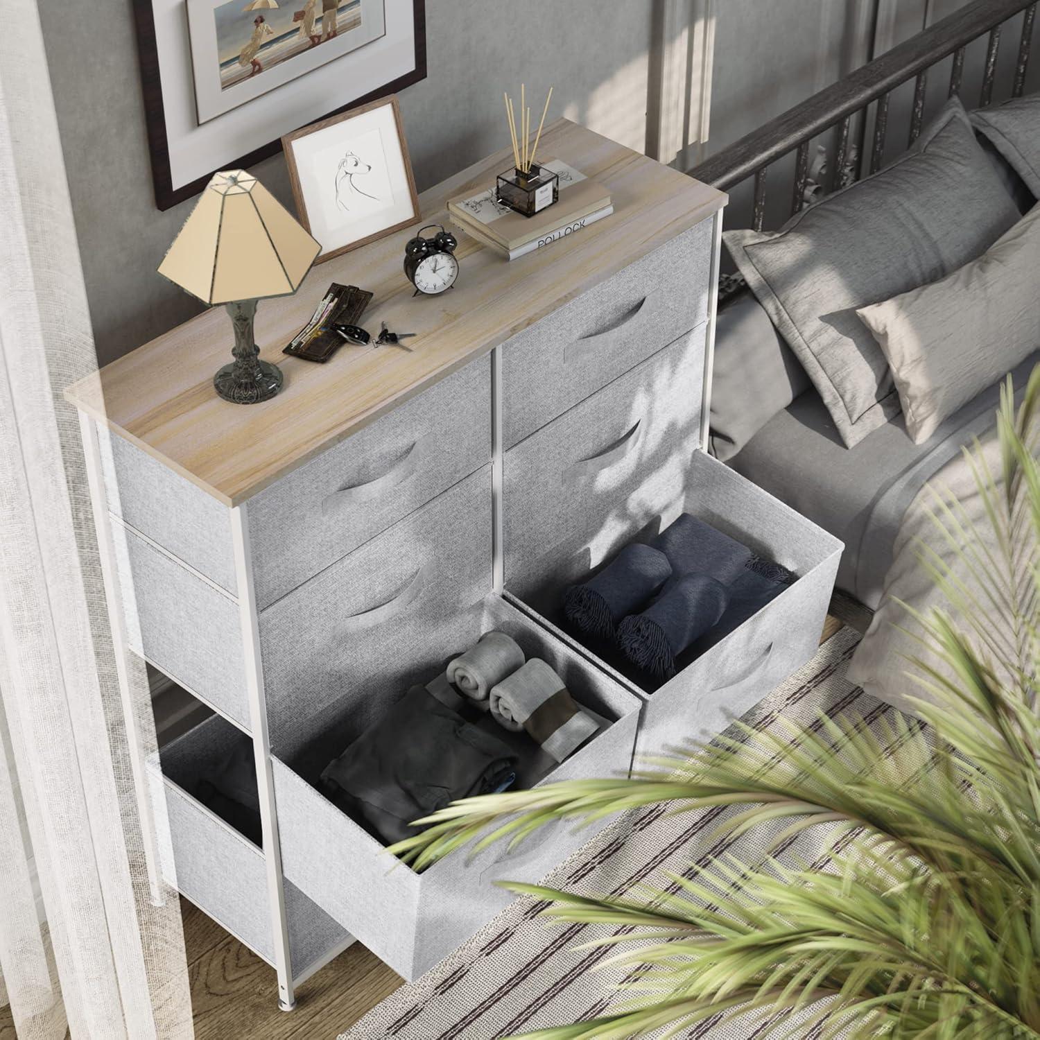 YITAHOME 8 Drawers Dresser - Fabric Storage Tower, Organizer Unit for Room, Living Room & Closets - Sturdy Steel Frame, Easy Pull Fabric Bins & Wooden Top