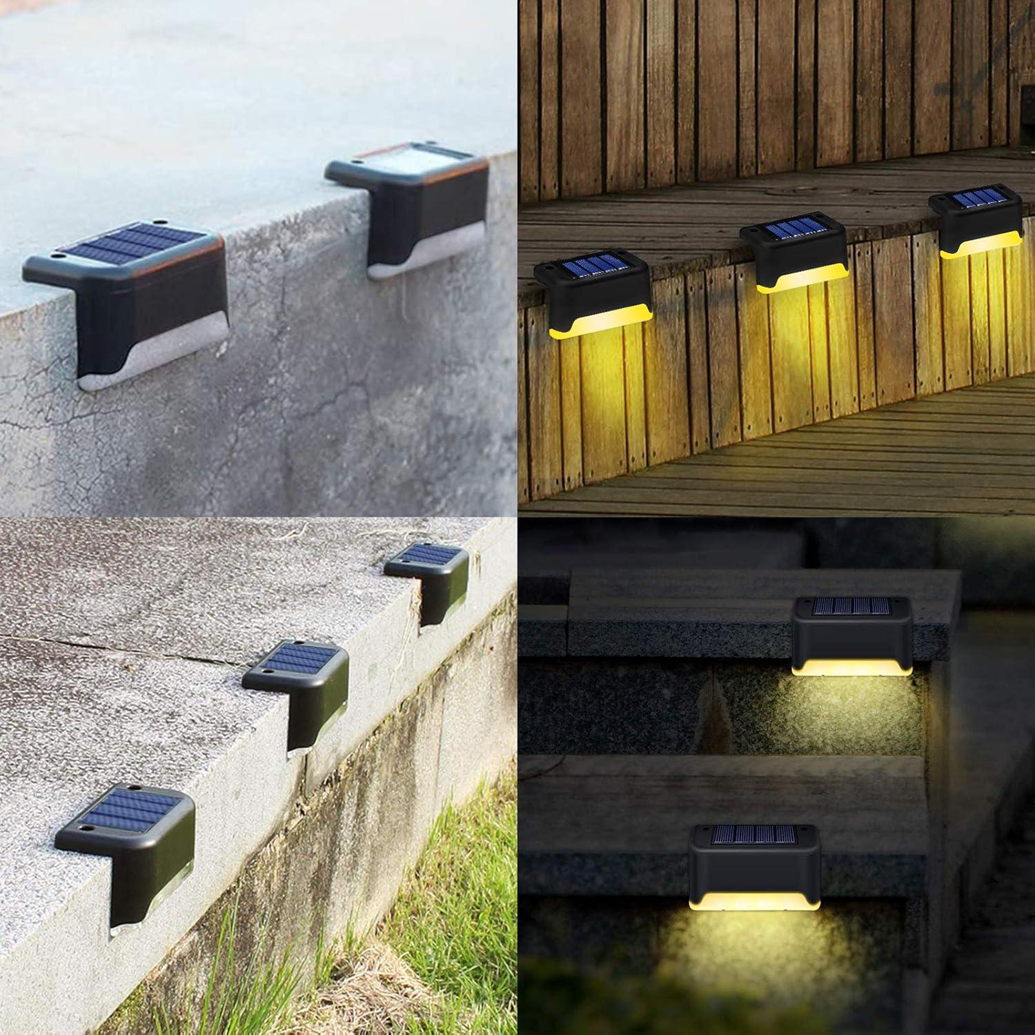 K.E.J. Solar Pool Side Lights Color Changing Solar Deck Lights Outdoor LED Step Light Waterproof Pool Accessories Decor for Stairs Fence Yard Driveway Pathway Yard Backyard Garden (Black-Color, 8)