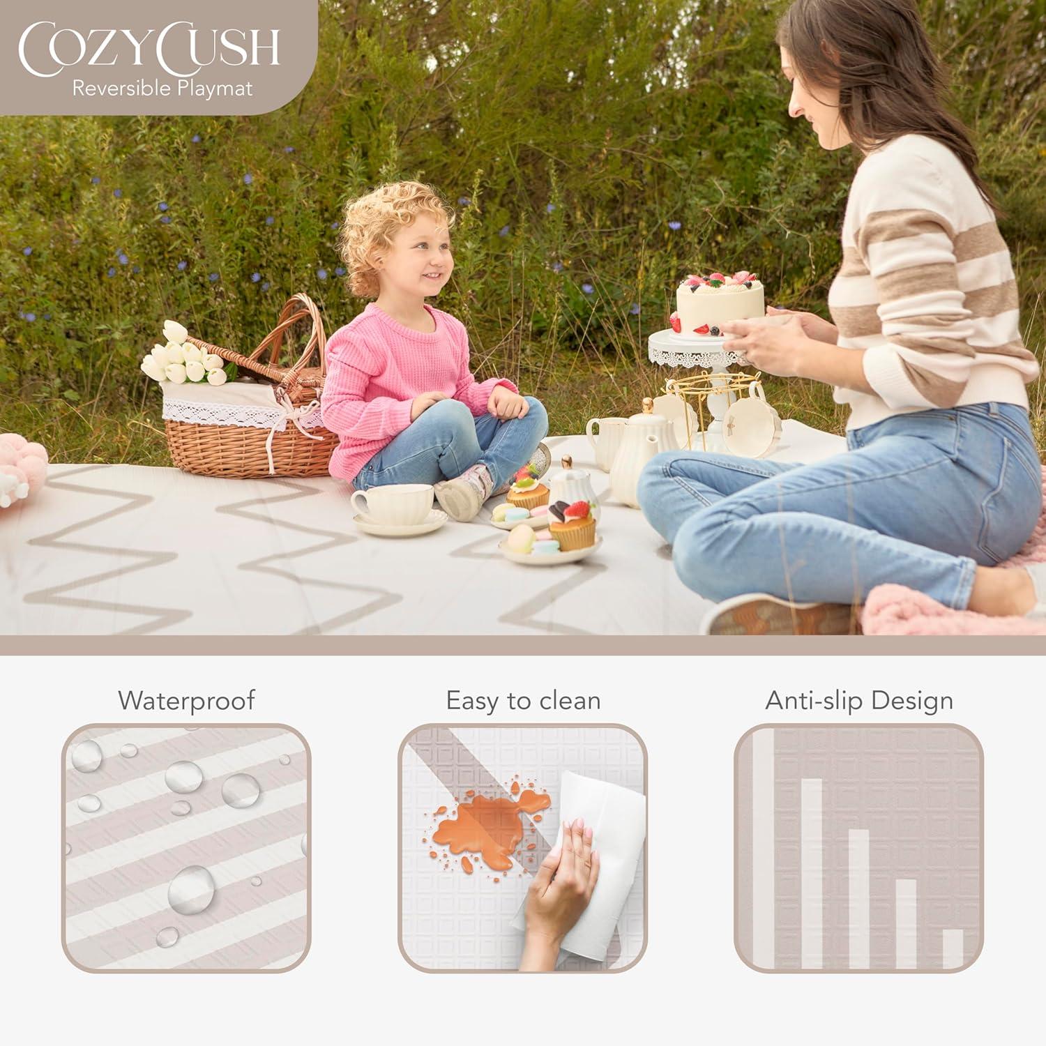 Evolur Evolur Cozycush Reversible Non-toxic Baby Kids Playmat  || Foldable Large Thick Foam Crawling Playmats For Toddlers|waterproof Portable Playmat For Babies | Yoga/picnic/game Mat|indoor/outdoor