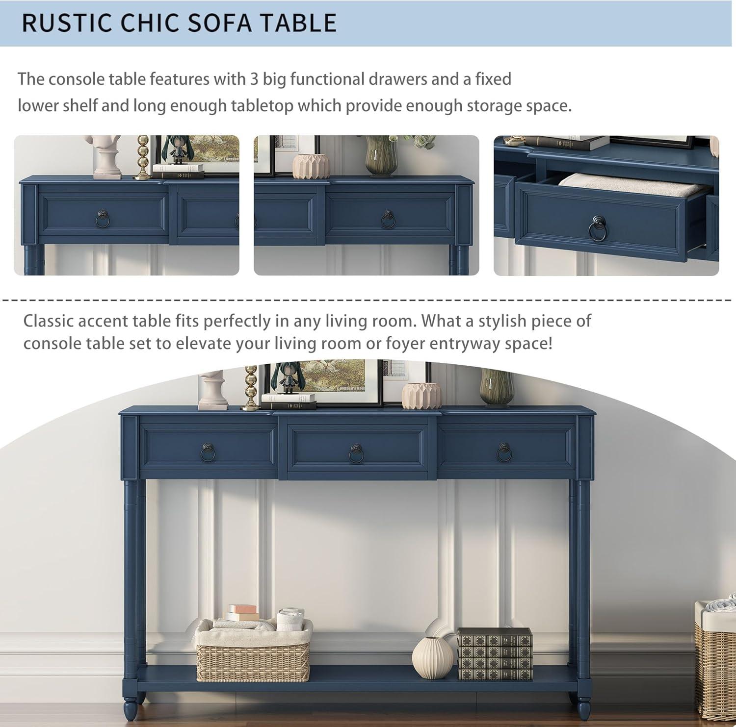 Console Table Sofa Table With Drawers For Entryway