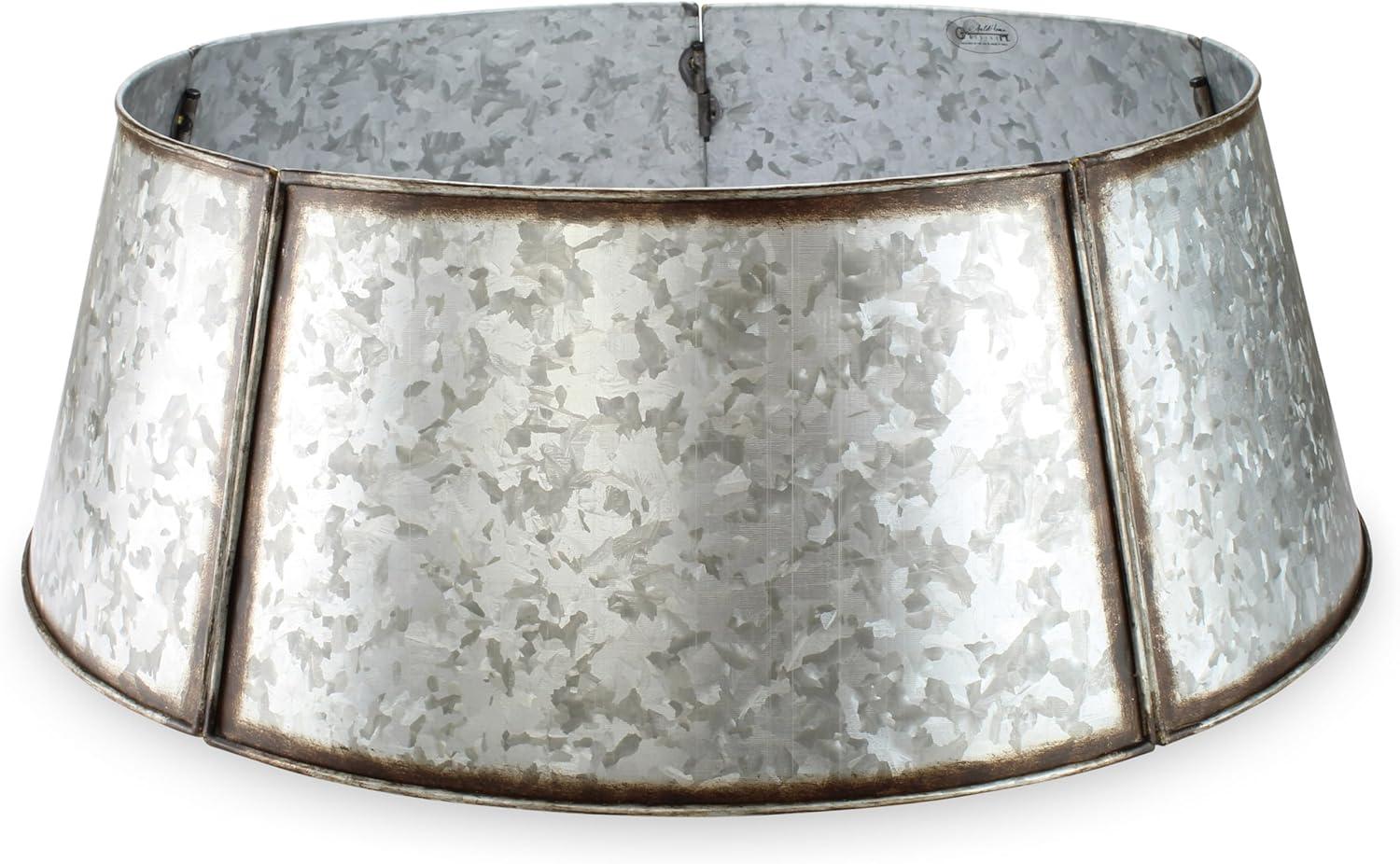 AuldHome Design 29" Galvanized Metal Christmas Tree Collar; for Large Trees, 5-Panel Version