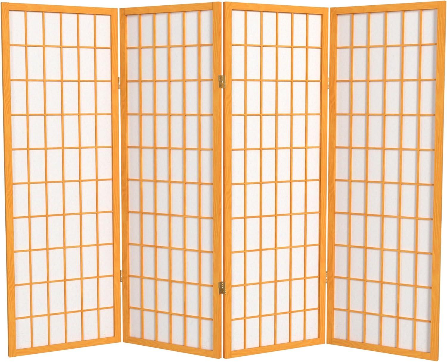 Honey 4-Panel Shoji Folding Room Divider