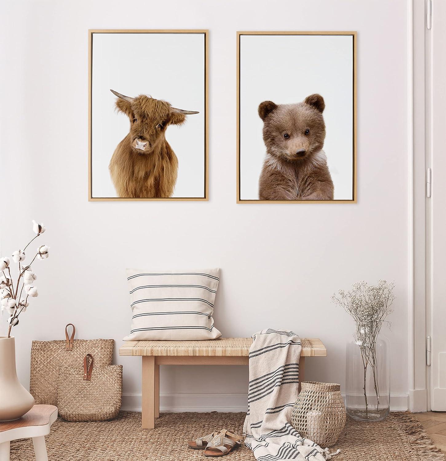 23" x 33" Sylvie Animal Studio Highland Framed Canvas by Amy Peterson Natural - Kate & Laurel All Things Decor