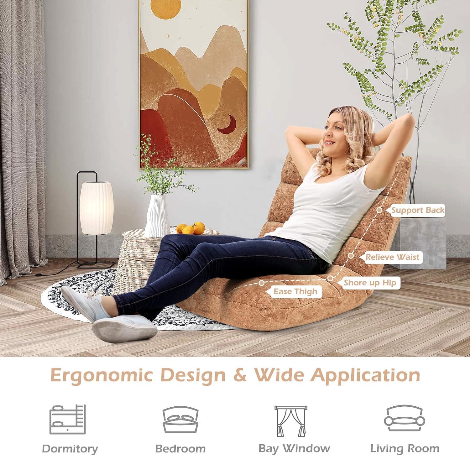 JYHOME Floor Chair  14-Position Adjustable Floor Chair with Back Support  Folding Padded Gaming Sofa Chair for Reading  Gaming  Meditation  Living Room Lazy Lounge Chair  Floor Video Gami