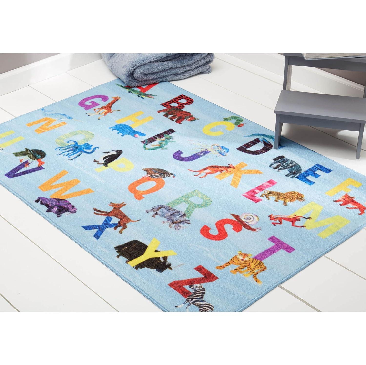 Eric Carle Alphabet Zoo Blue Area Rug