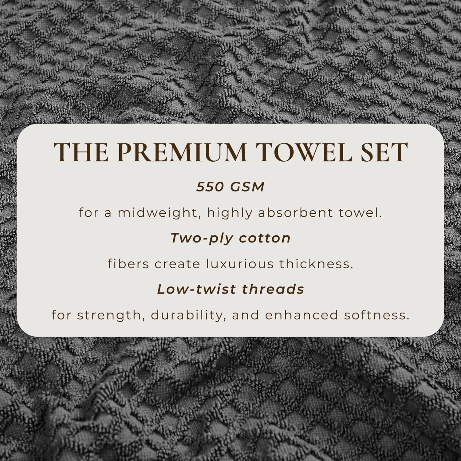Cotton Quick-Dry Textured Towels - Great Bay Home (4 Pack Bath Towels, Dark Grey).