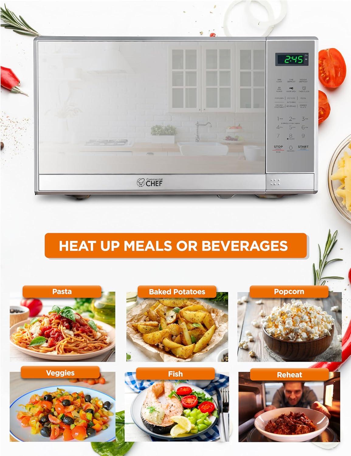 COMMERCIAL CHEF Countertop Microwave Oven 0.7 Cu. Ft. 700W, Stainless Steel