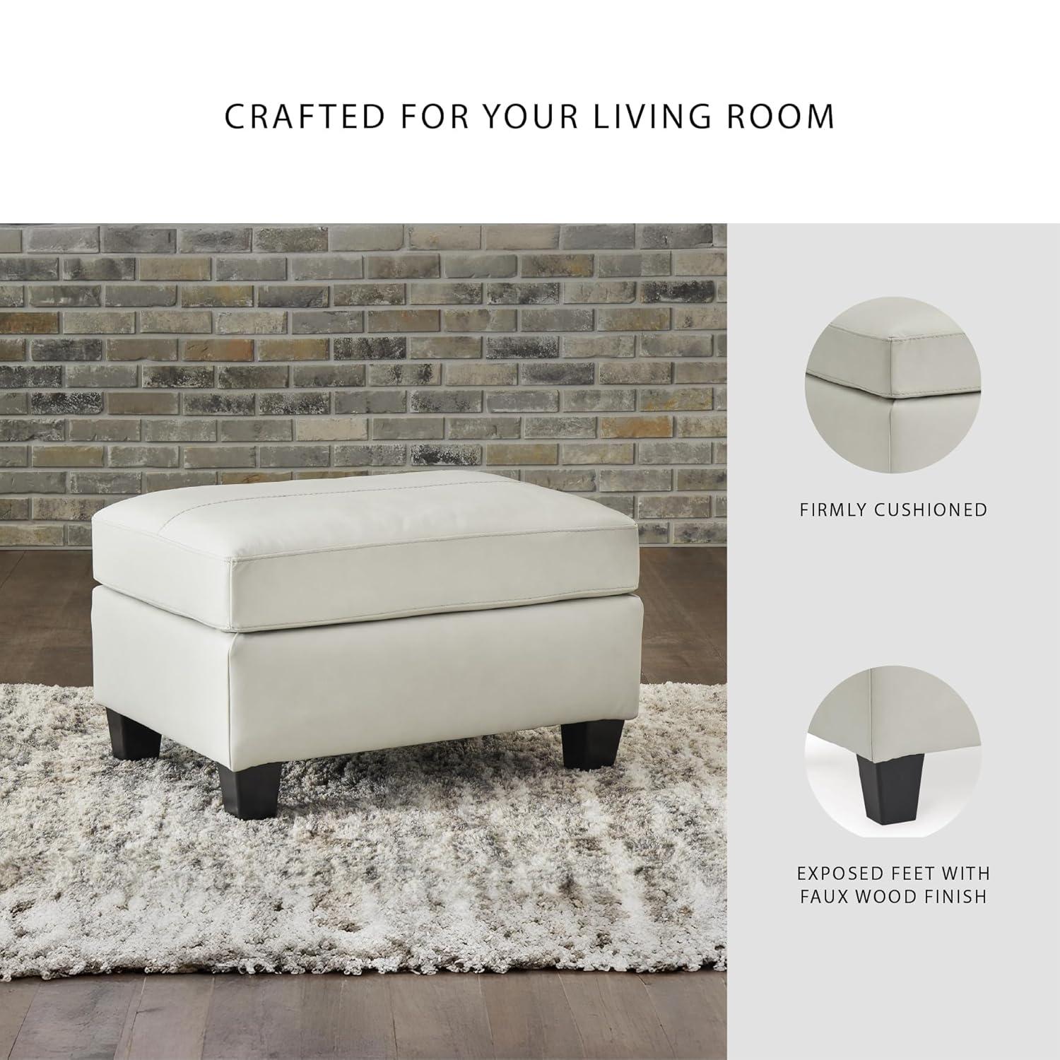 Signature Design by Ashley Contemporary Genoa Ottoman Leather Coconut