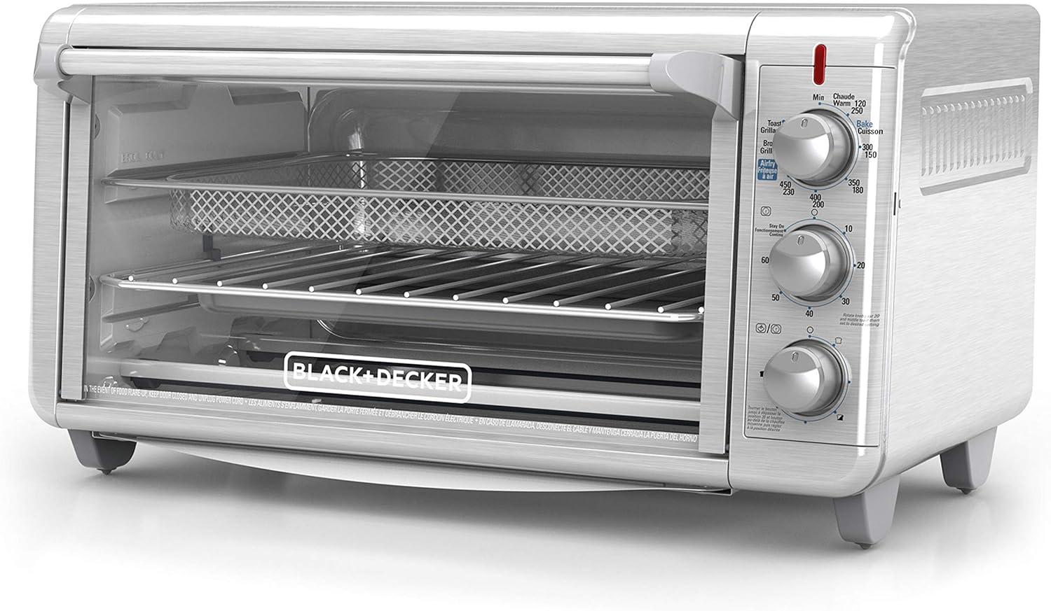 BLACK+DECKER BLACK+DECKER Crisp 'N Bake Air Fry Toaster Oven, 8-Slice, 5 Cooking Functions, 60 Minute Timer, Stainless Steel