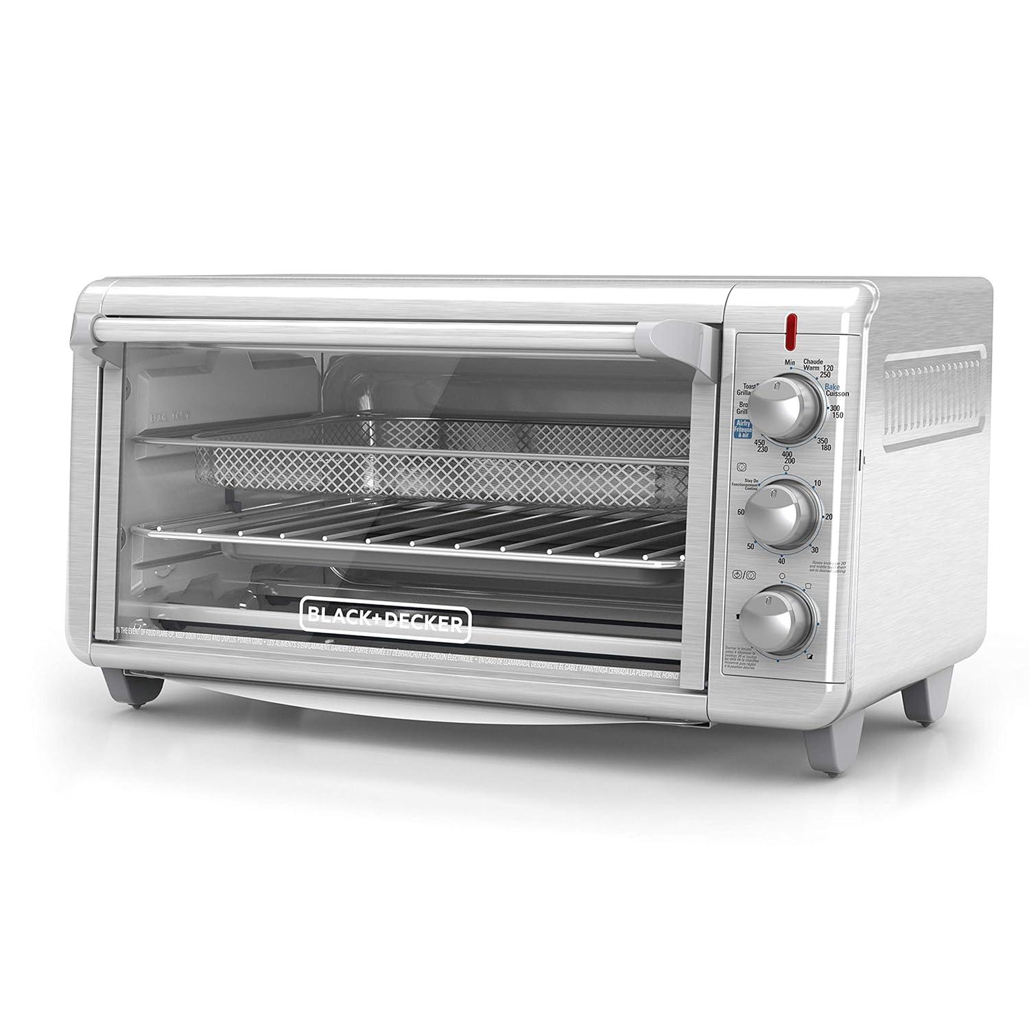 BLACK+DECKER BLACK+DECKER Crisp 'N Bake Air Fry Toaster Oven, 8-Slice, 5 Cooking Functions, 60 Minute Timer, Stainless Steel