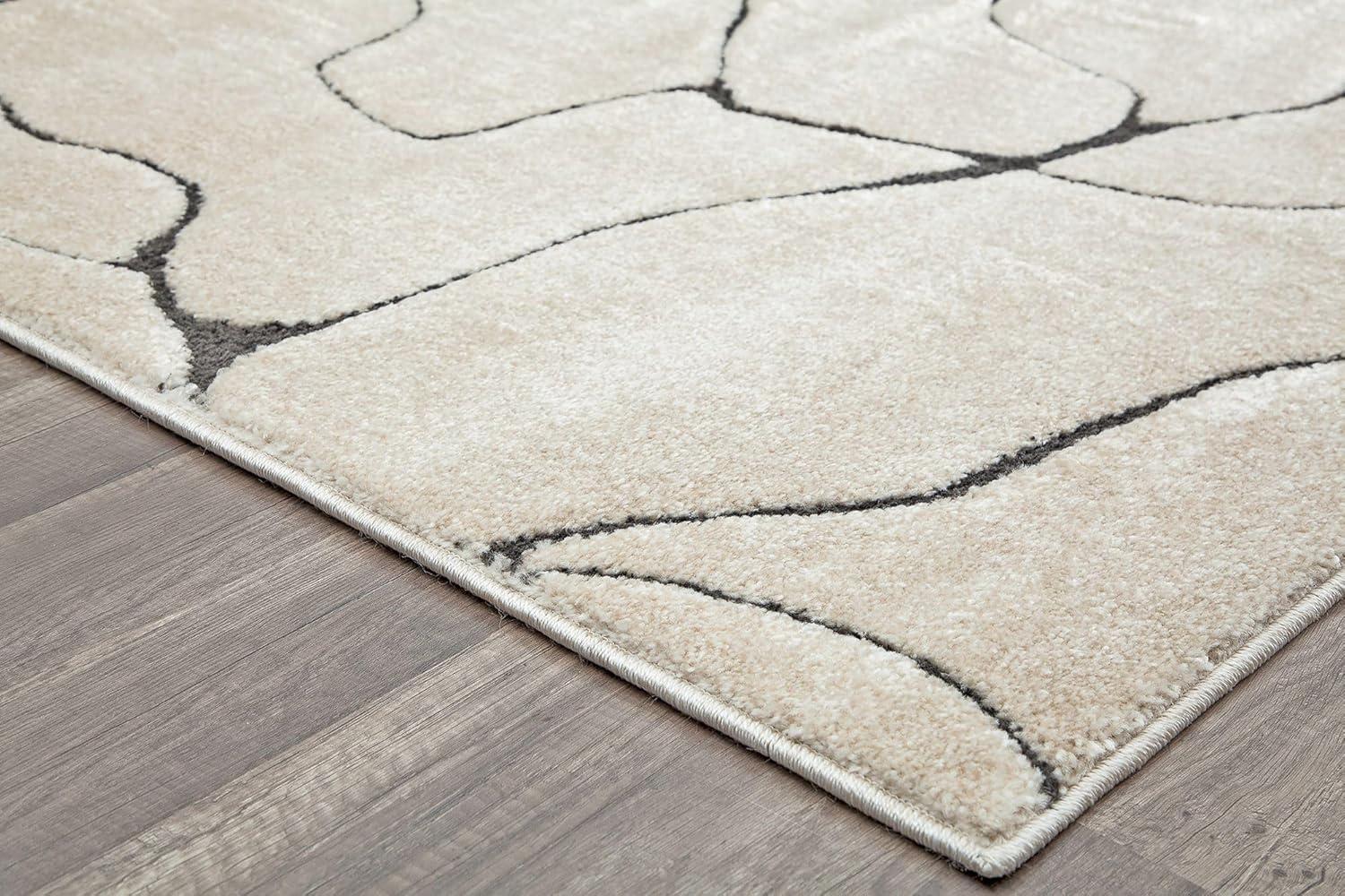 Cadence Marble Cream 2'x4' Rectangular Synthetic Area Rug