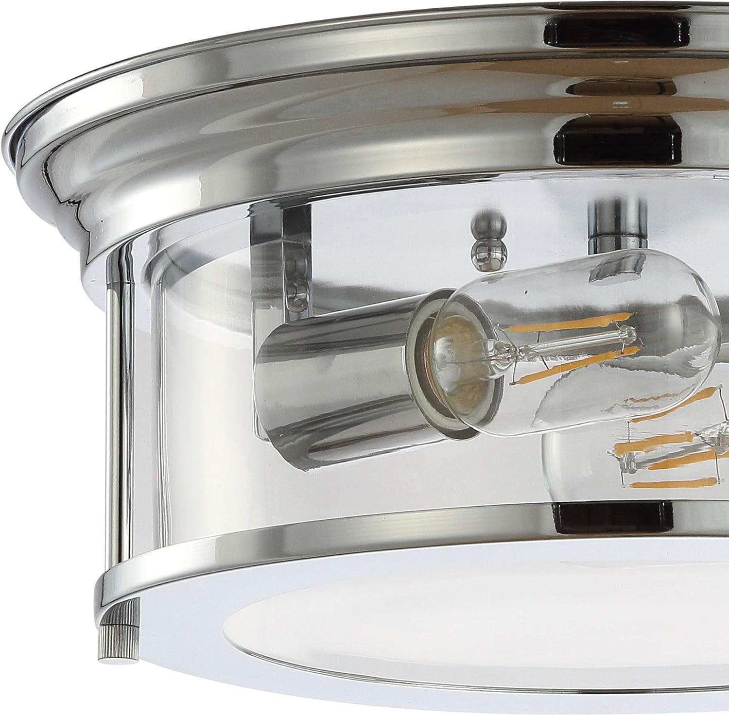 Lauren 13.25" Silver Glass and Chrome LED Flush Mount