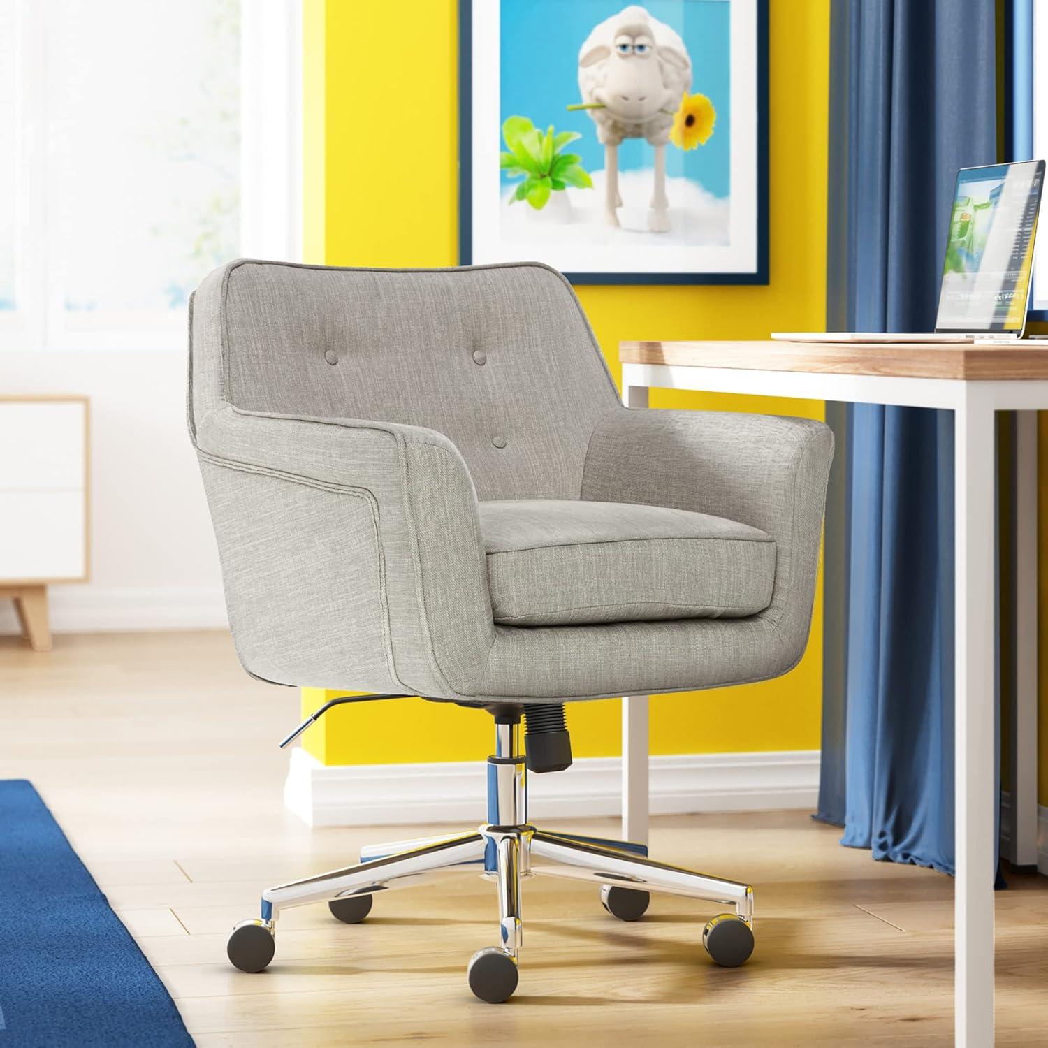 Serta Ashland Modern Office Chair, Mid-Back, Quality Memory Foam Cushion, Metal Base Chrome Finish