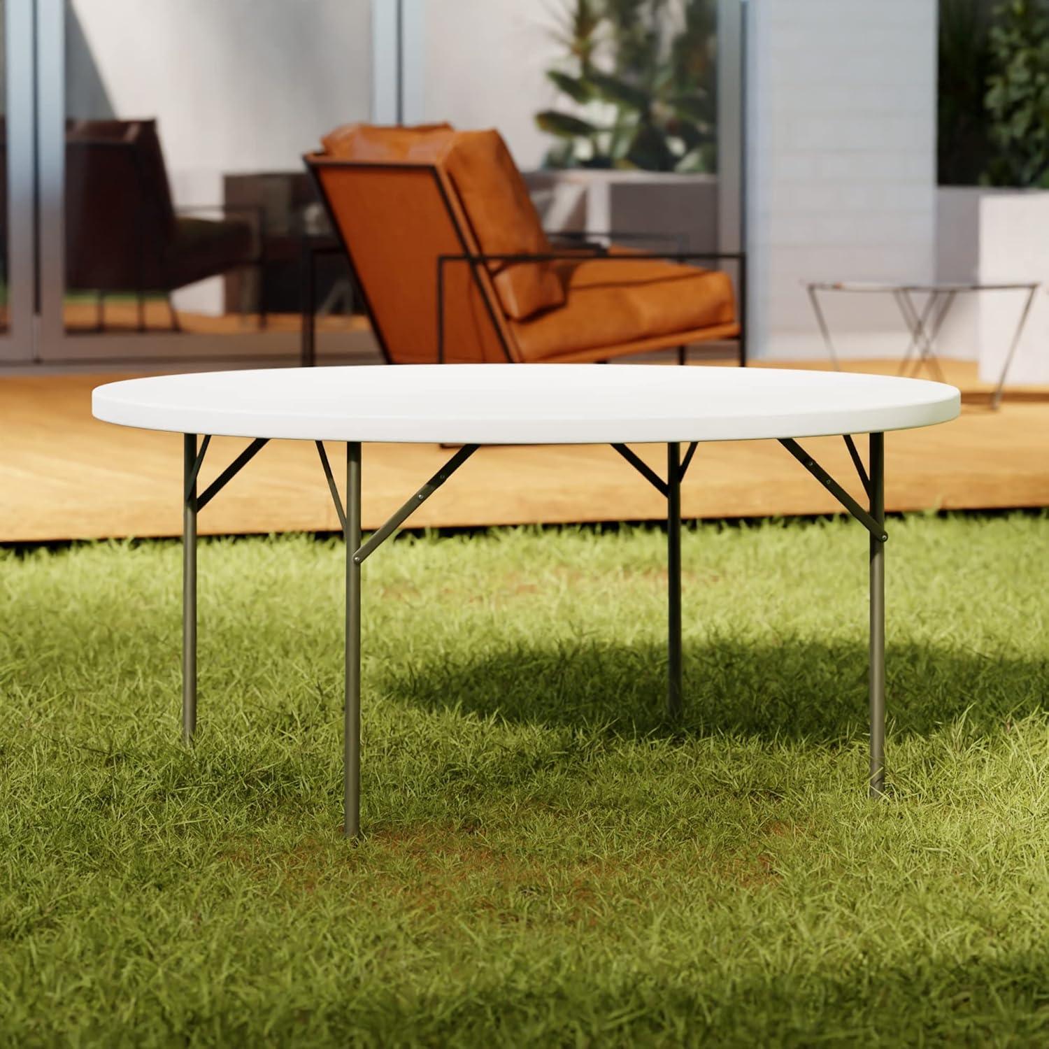 Norwood Commercial Furniture Round Blow-Molded Plastic Indoor/Outdoor Folding Training Table