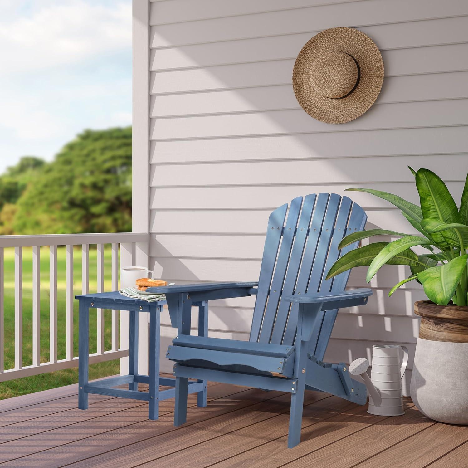 Wooden Folding Adirondack Chair, Half Pre-Assembled Wood Patio Lounge Chair for Outdoor Garden Backyard Porch Pool Deck Firepit