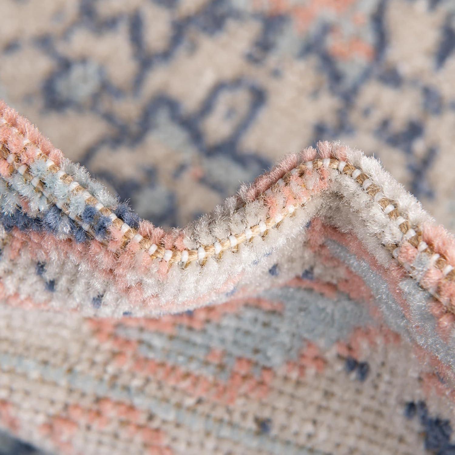 Unique Loom Whitney Collection Area Rug - Milano (10'  x 14' Rectangle Powder Pink/Blue)
