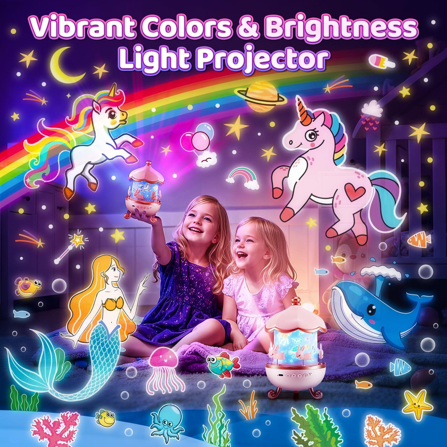 One Fire Night Light Projector, 15 Sound Machine Star Projector for Kids Room,15 Films Star Light Projector 3-9 Year Old Girl Gifts Toys,Brightness Baby Night Lights for Nursery Kawaii TIK Tok Trend