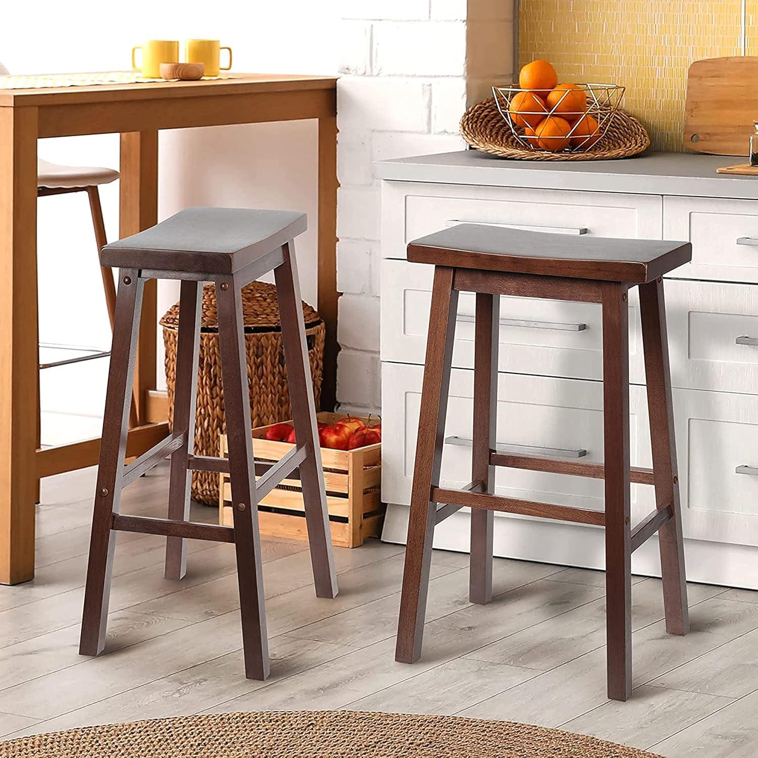 Adjustable Black Wood Backless Saddle Style Stool