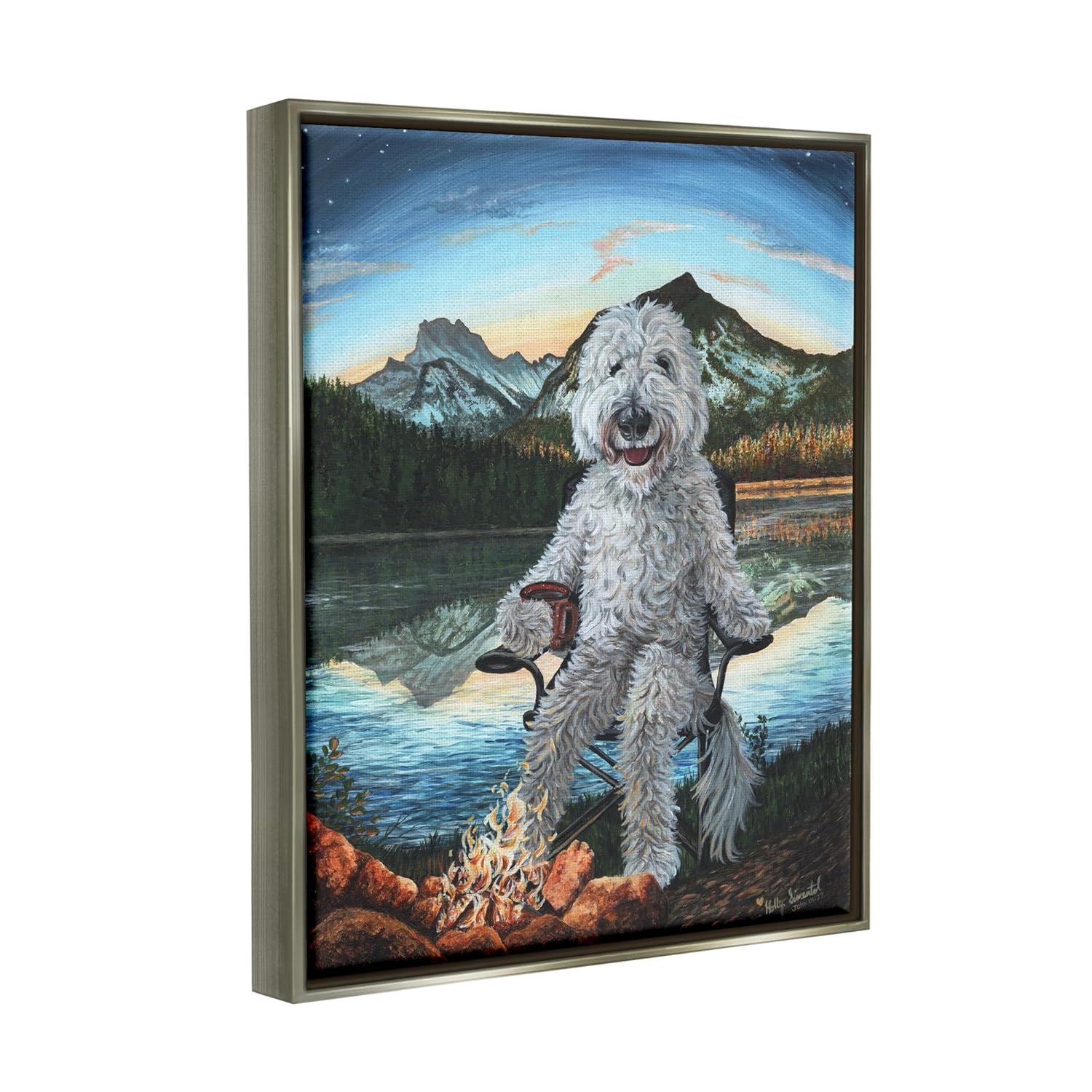 Stupell Industries Dog by Campfire LandscapeFloater Canvas Wall Art, 17 x 21