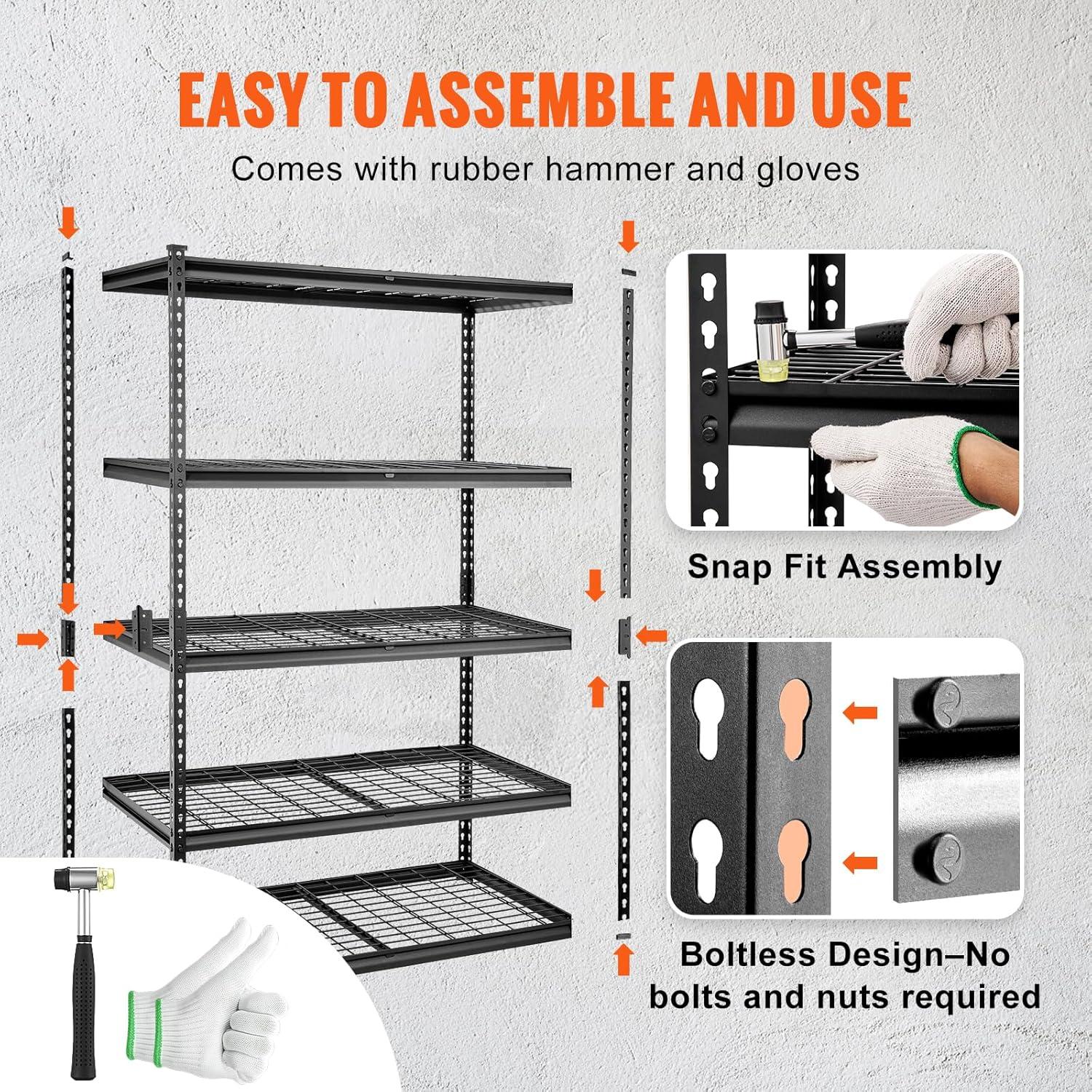 VEVOR 5-Tier Black Metal Adjustable Heavy Duty Storage Shelving Unit