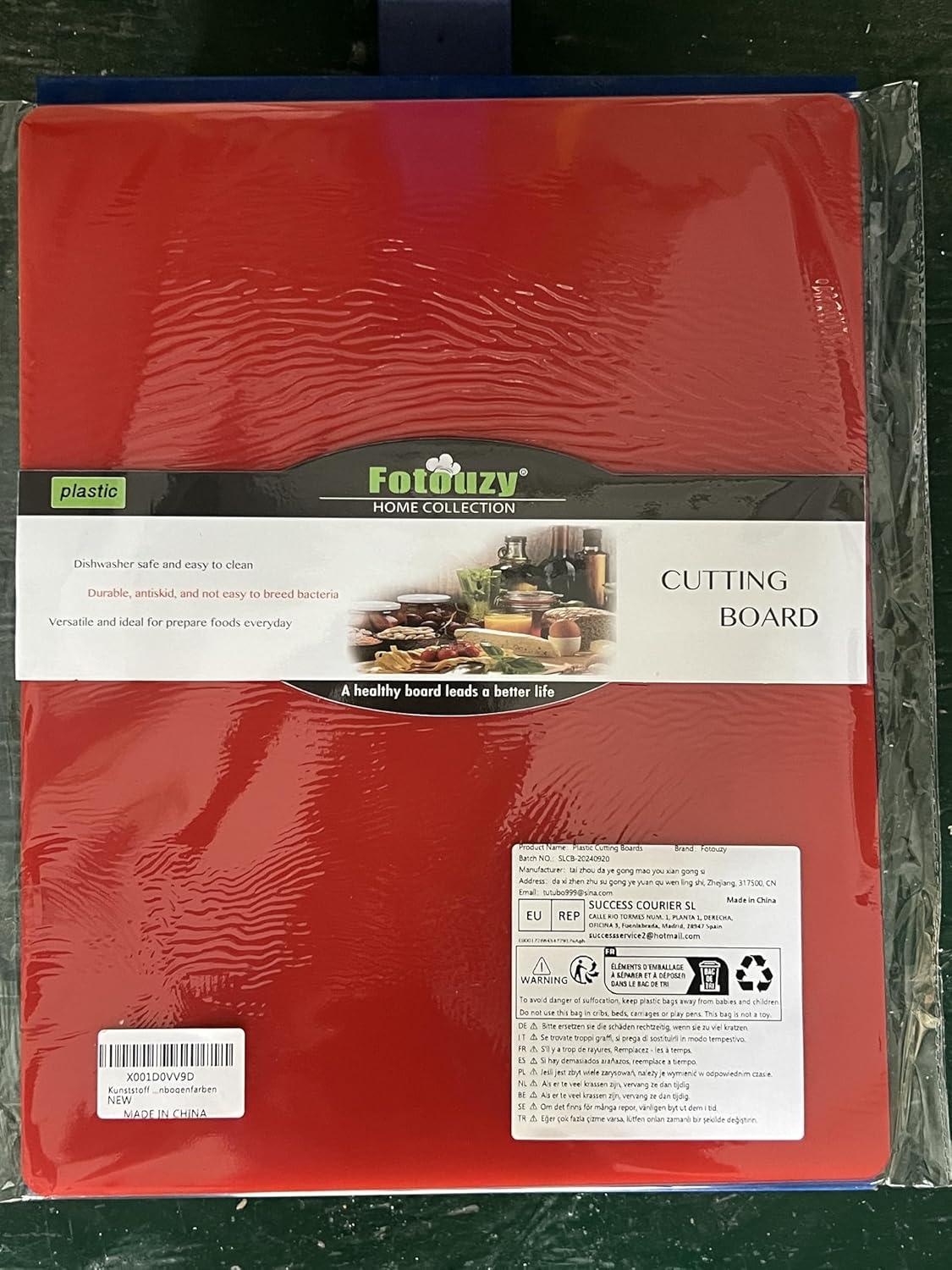 Fotouzy Plastic Cutting Boards for kitchen, Flexible Cutting Mats for Cooking, 100% Non-Slip Cutting Board for Meat and Vegatables, BPA-Free and Dishwasher Safe
