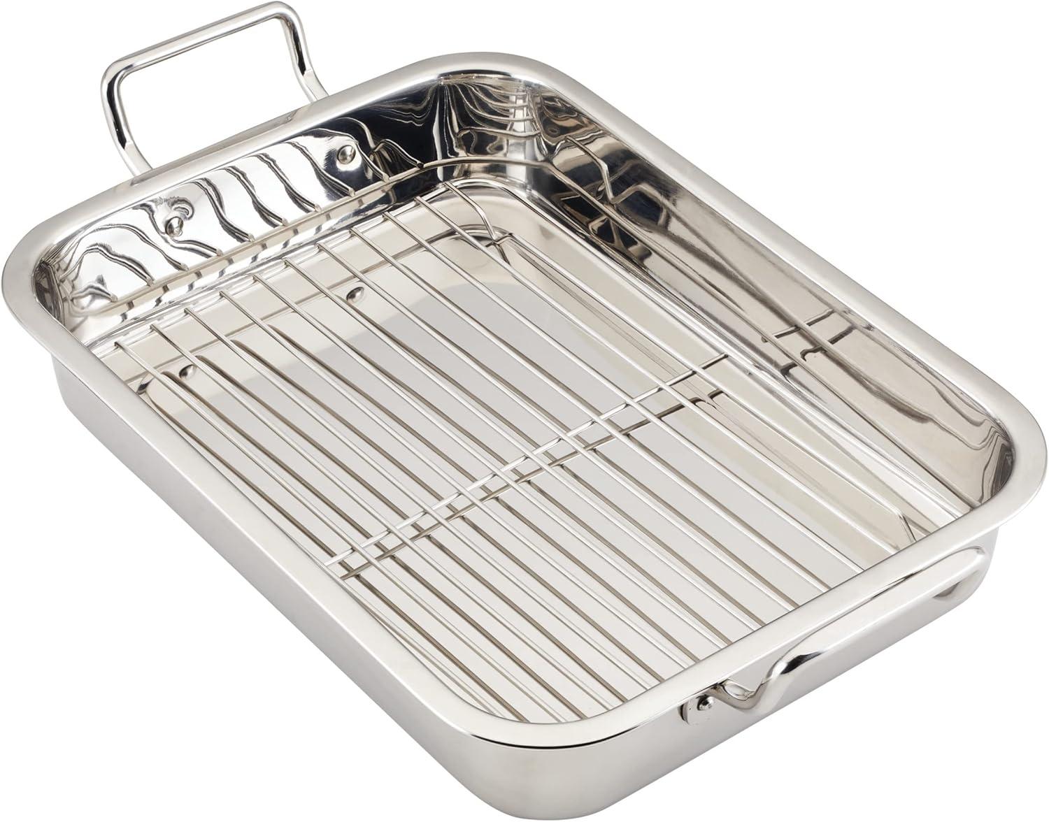 Farberware Farberware Classic Traditions Stainless Steel Roaster / Roasting Pan With Rack, 17-Inch X 12.25-Inch, Stainless Steel