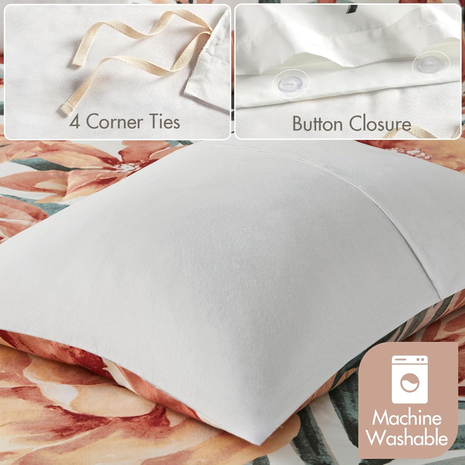 Dahlia 3 Piece Floral Cotton Duvet Cover Set