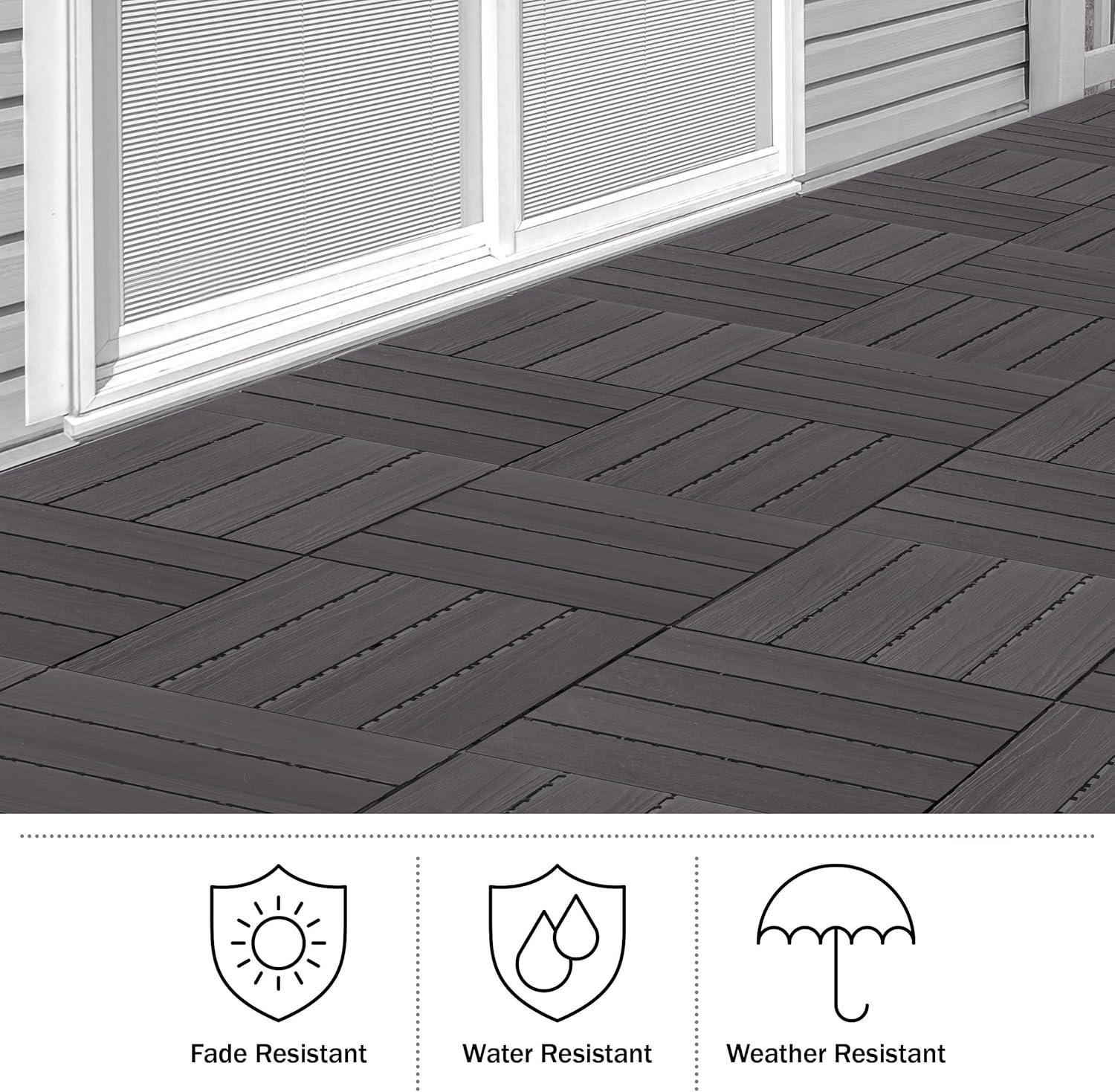 Gray Composite Wood Interlocking Deck Tiles, 30-Pack