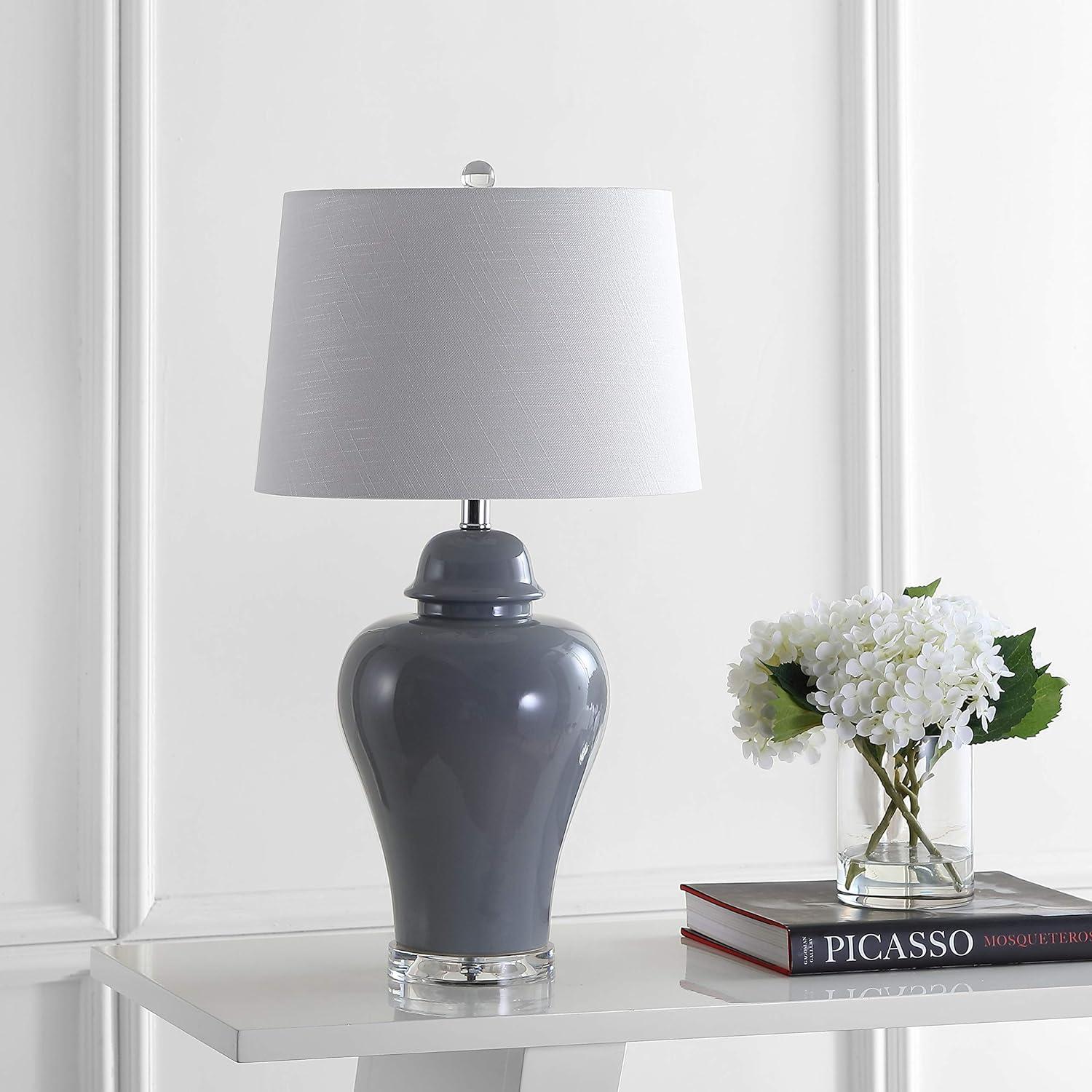JONATHAN Y JYL4020A-SET2 Winnie 27" Ceramic Urn LED Table Lamp, Contemporary, Transitional for living room, dinning room, bedroom, office Bulb Included, Grey (Set of 2)