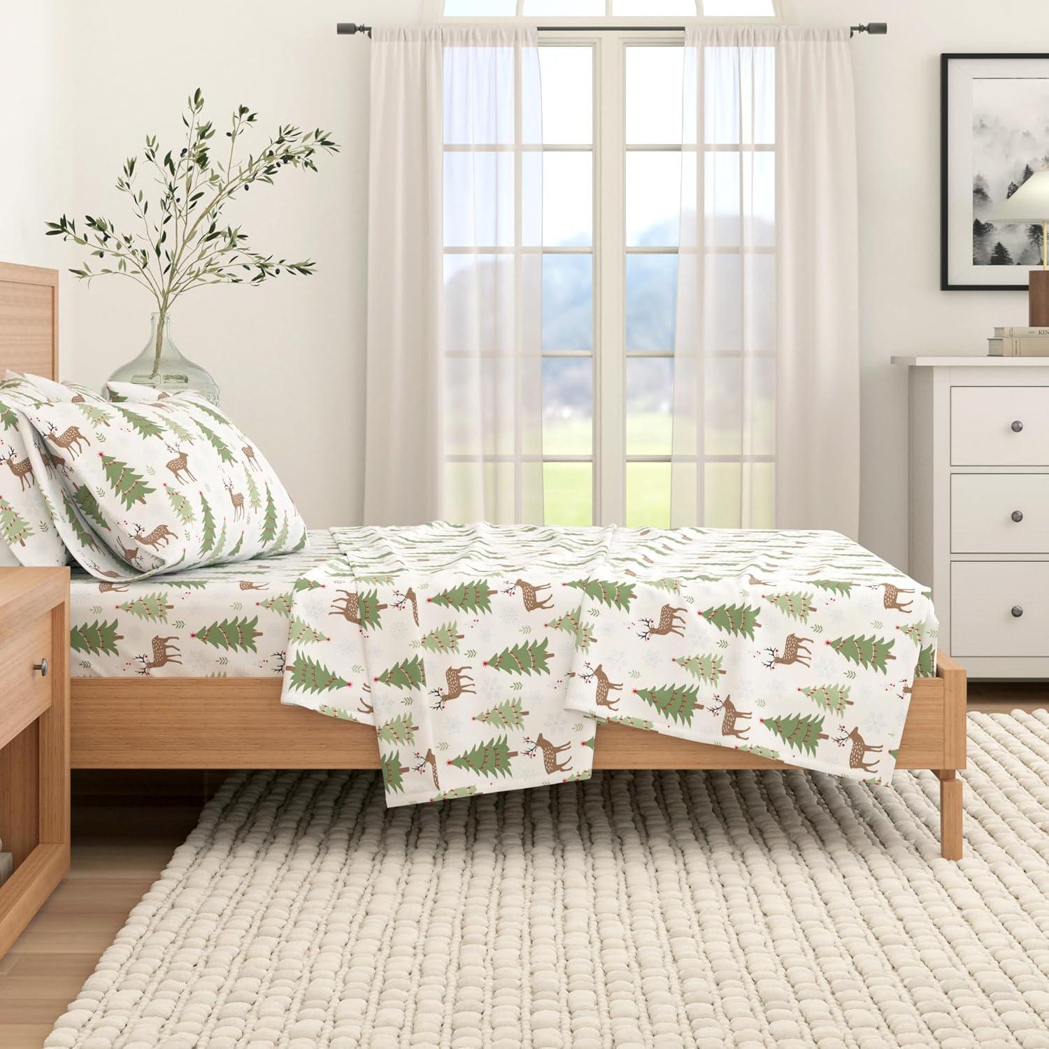 FreshFolds 100% Cotton Lodge Printed Flannel Sheet Set