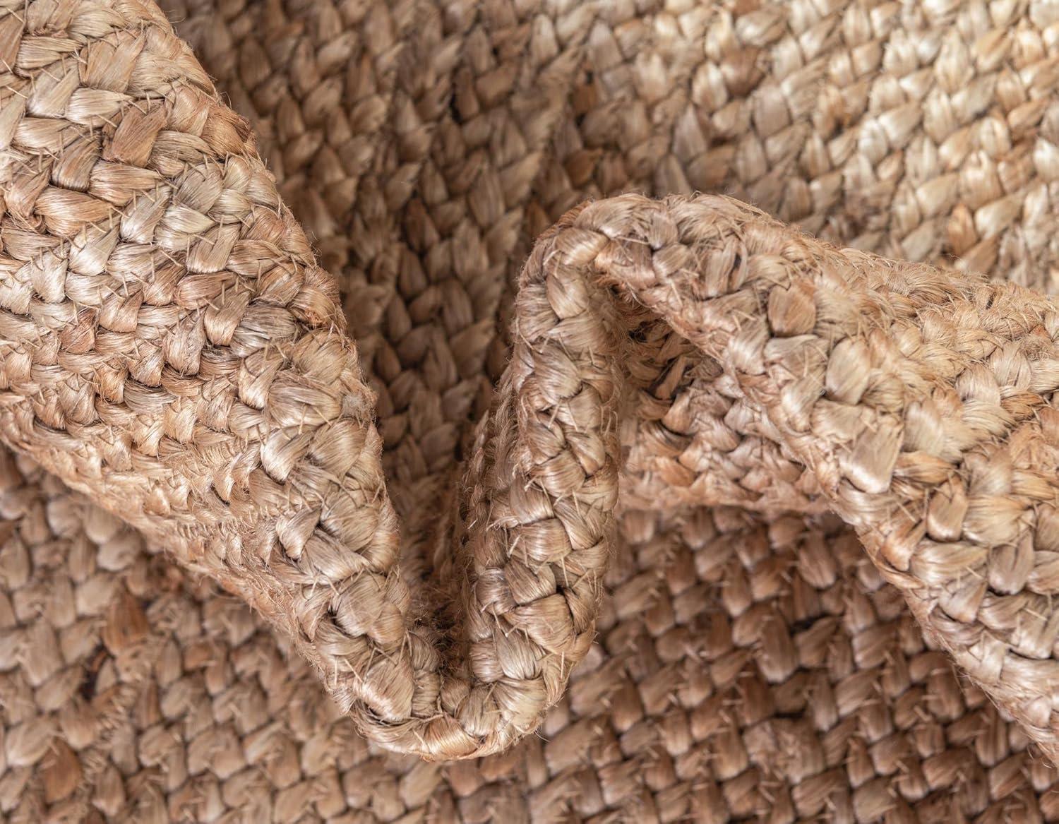 Unique Loom 4'x4' Braided Jute Dhaka Natural Indoor Area Rug