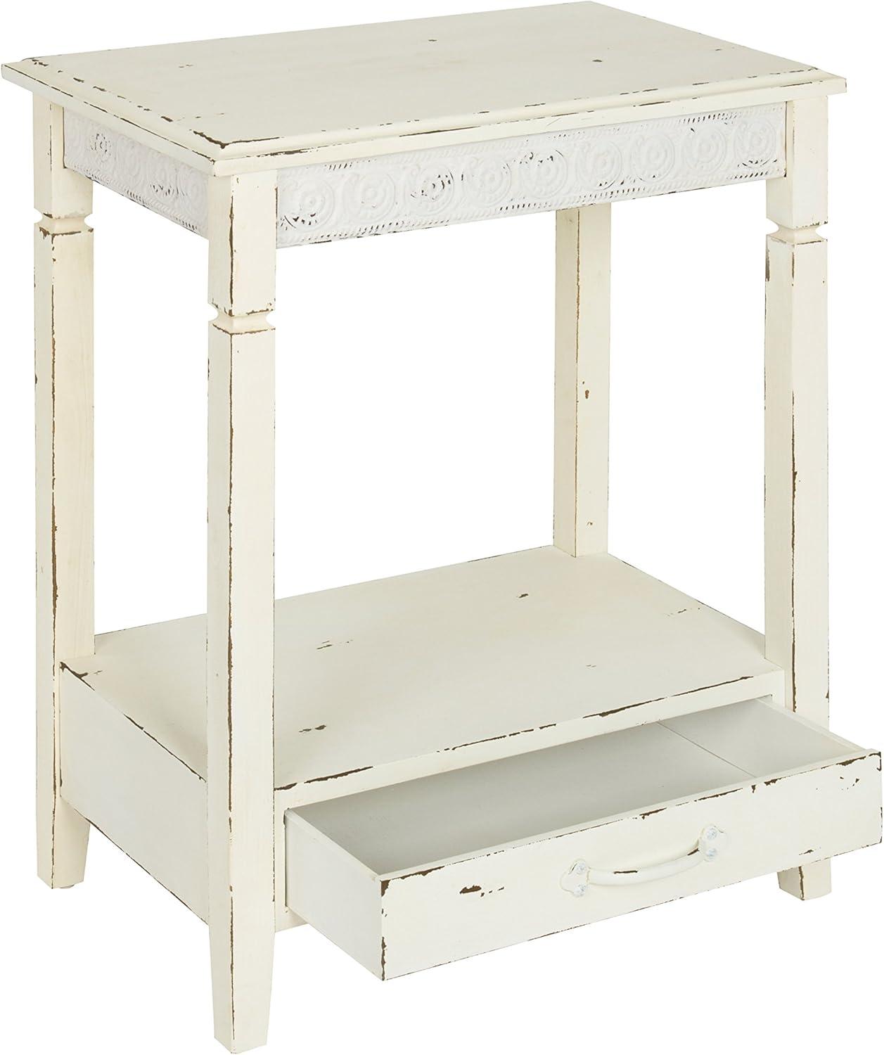 Kate and Laurel Idabelle Rectangle Wood Side Table, 13.5x22x27.75, White