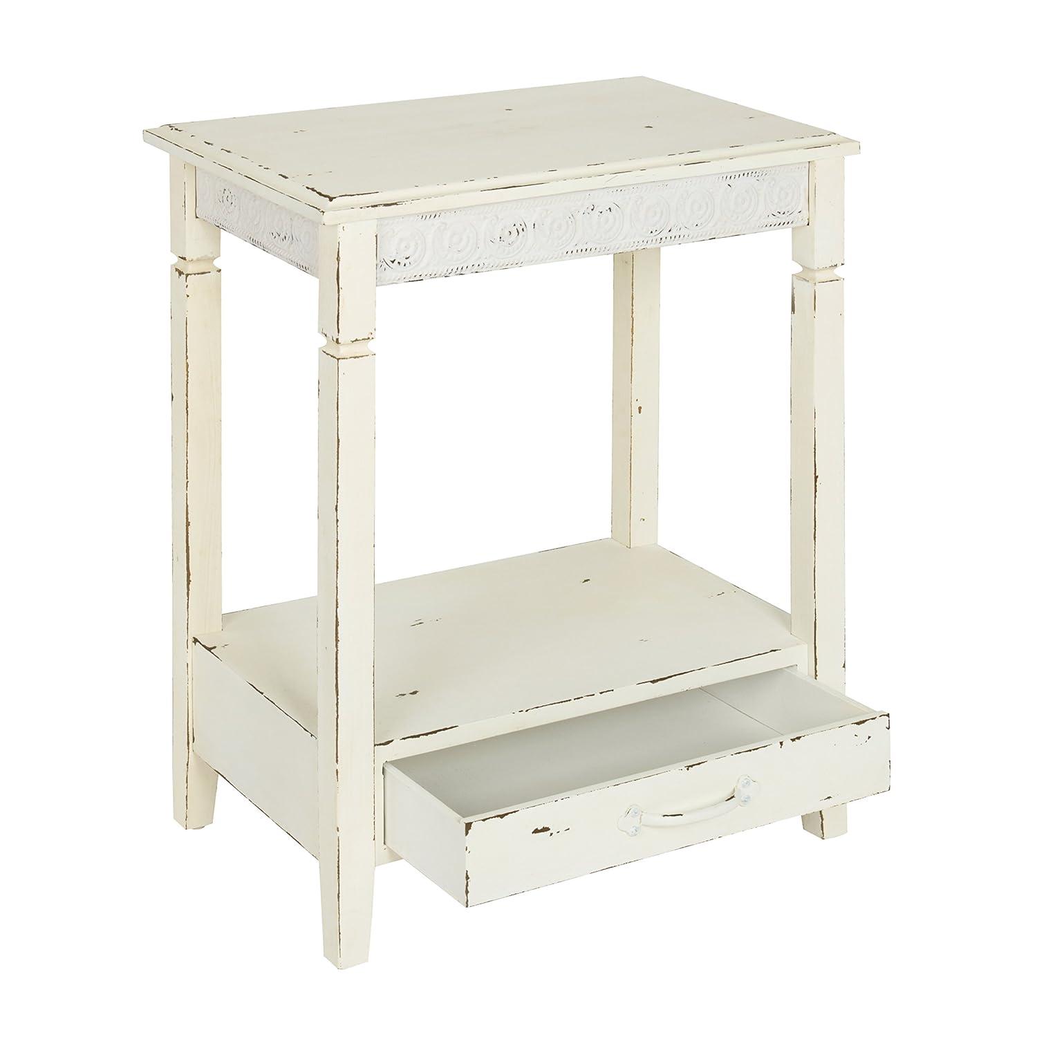 Kate and Laurel Idabelle Rectangle Wood Side Table, 13.5x22x27.75, White