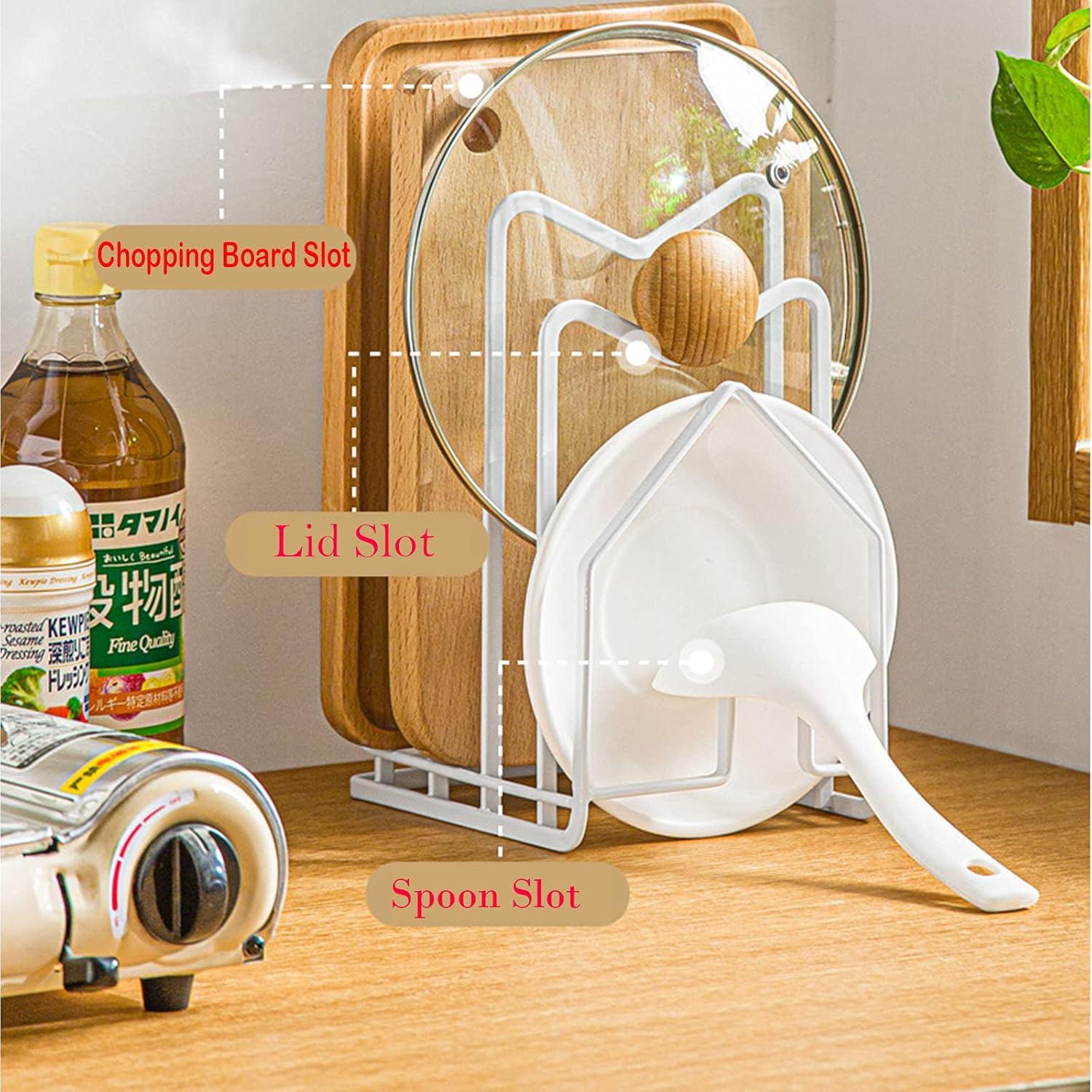 Poaug Rack Clearance Kitchen Chopping Board Cutlery Storage Rack Pot Cover Bracket Cookware Box on Sale Kitchen Black