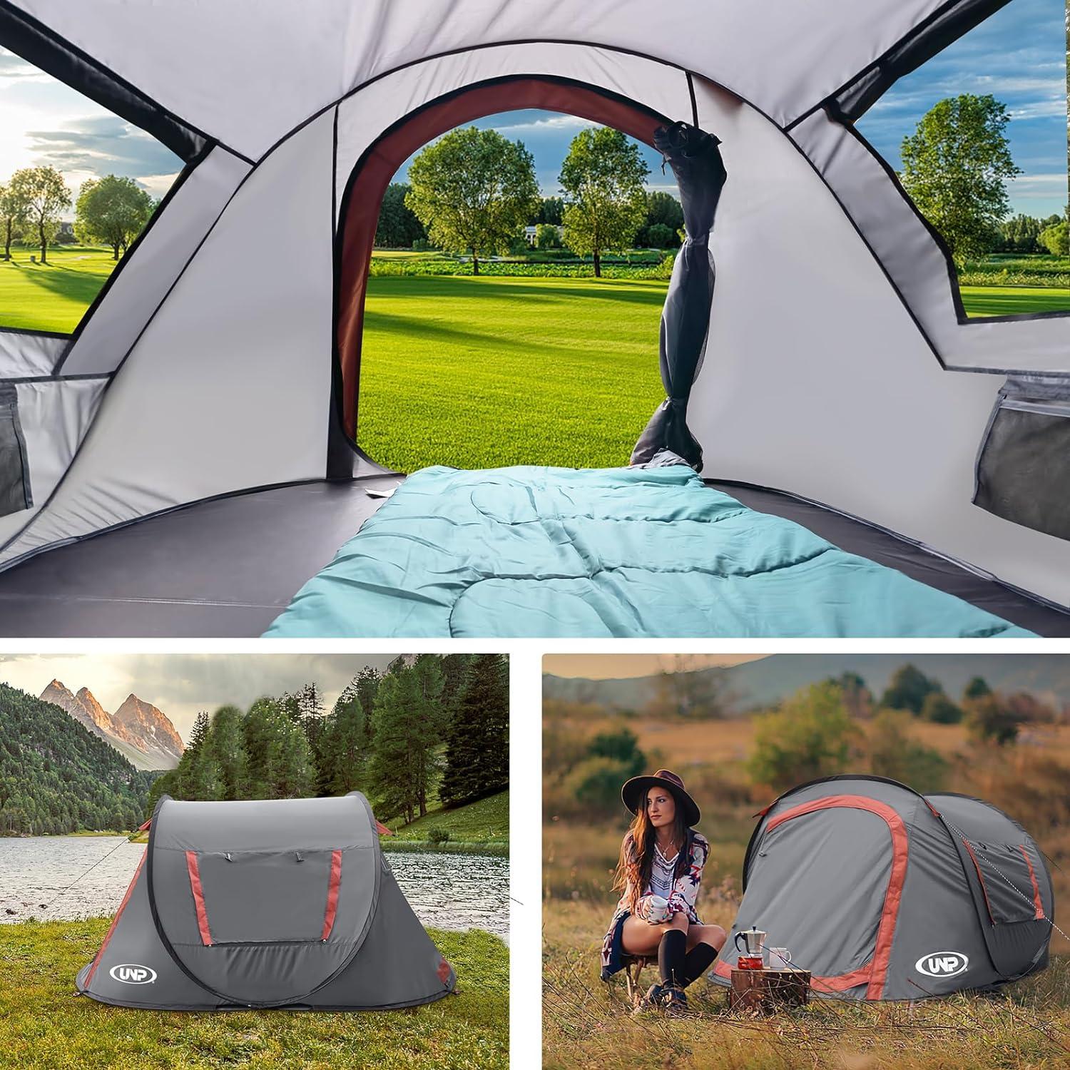 Gray 2-Person Portable Pop-Up Camping Tent with Carry Bag