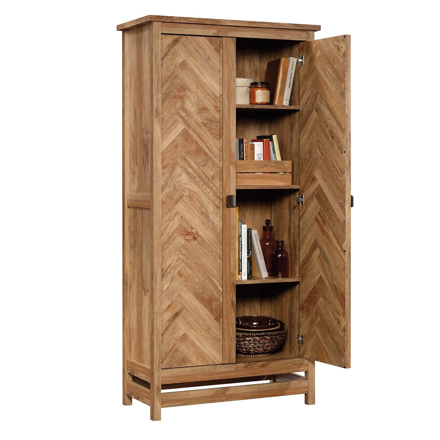 71" Cannery Bridge Cabinet Sindoori Mango - Sauder: Herringbone Pattern, Wood Composite