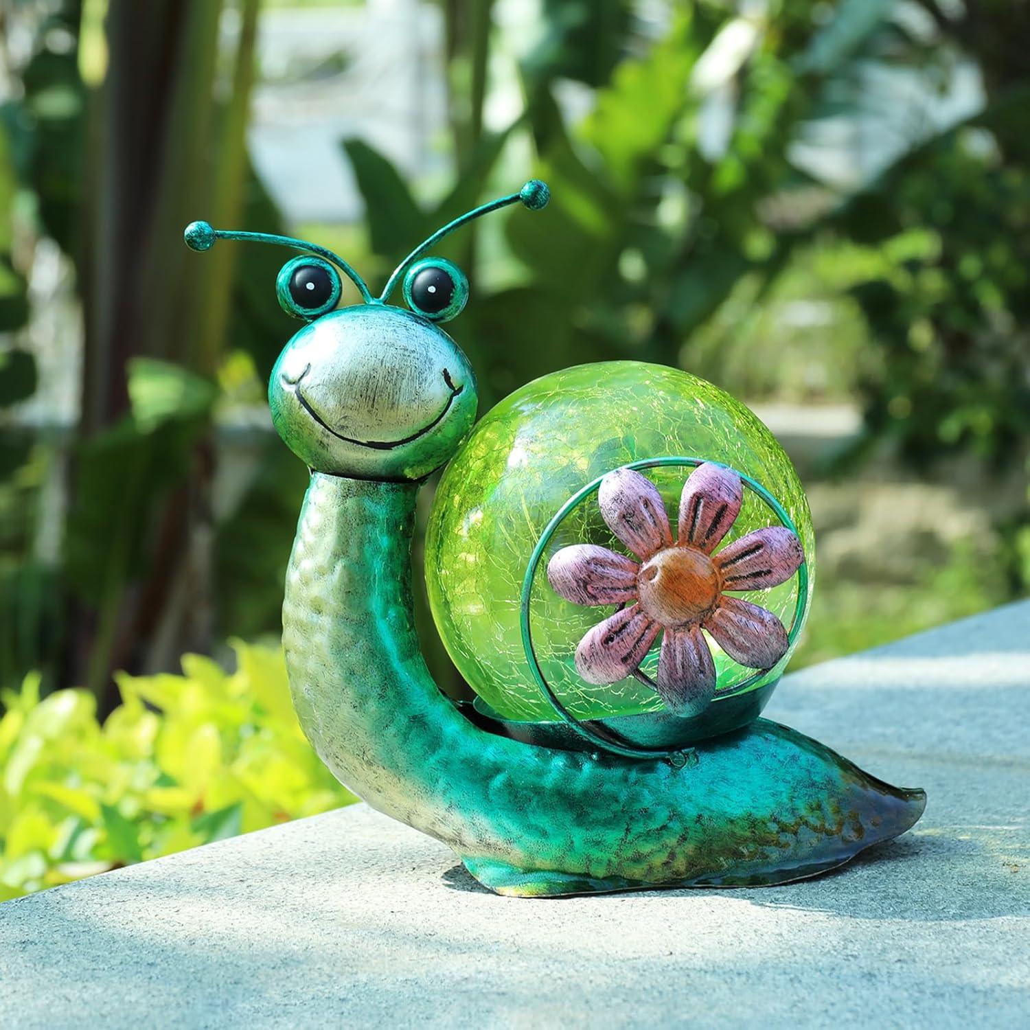 Colorful Glass Snail Solar LED Tabletop Lantern