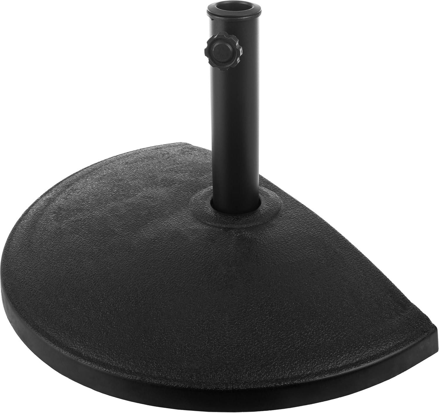 Pure Garden 32lb Half-Circle Outdoor Patio Umbrella Base Black: Resin & Cement, No Assembly, Rustproof