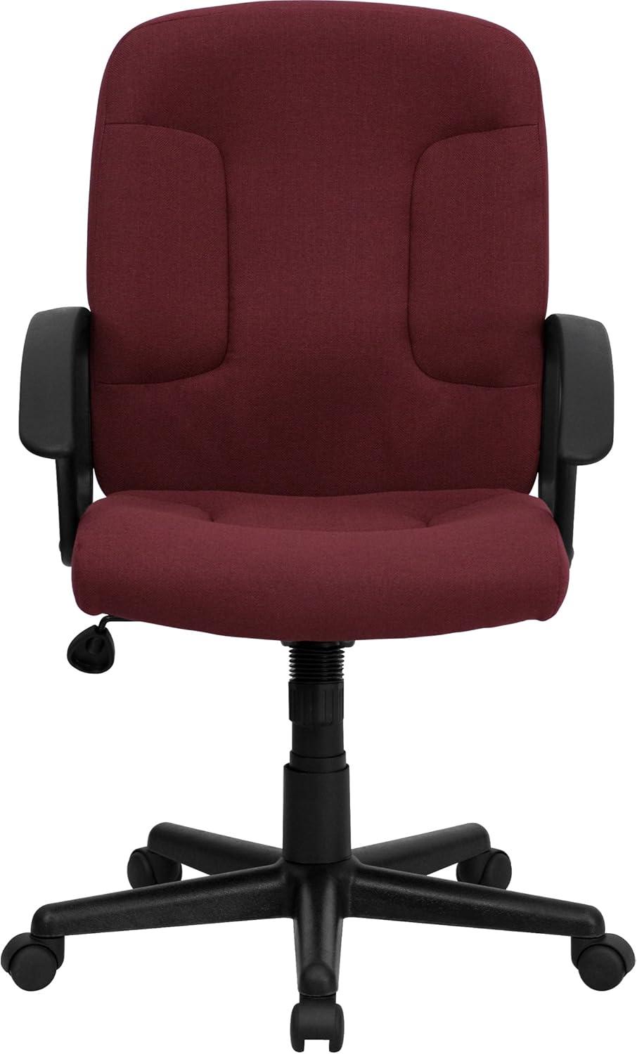 Flash Furniture Mid-Back Burgundy Fabric Executive Swivel Office Chair with Nylon Arms