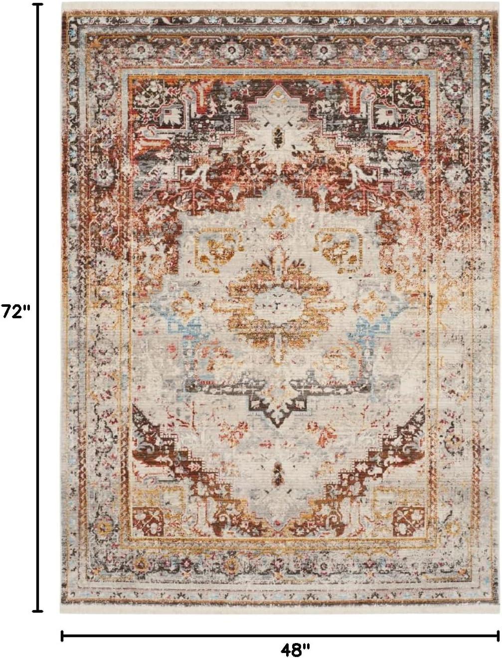 Vintage Persian VTP438 Power Loomed Indoor Area Rug - Cream/Multi - 4'x6' - Safavieh