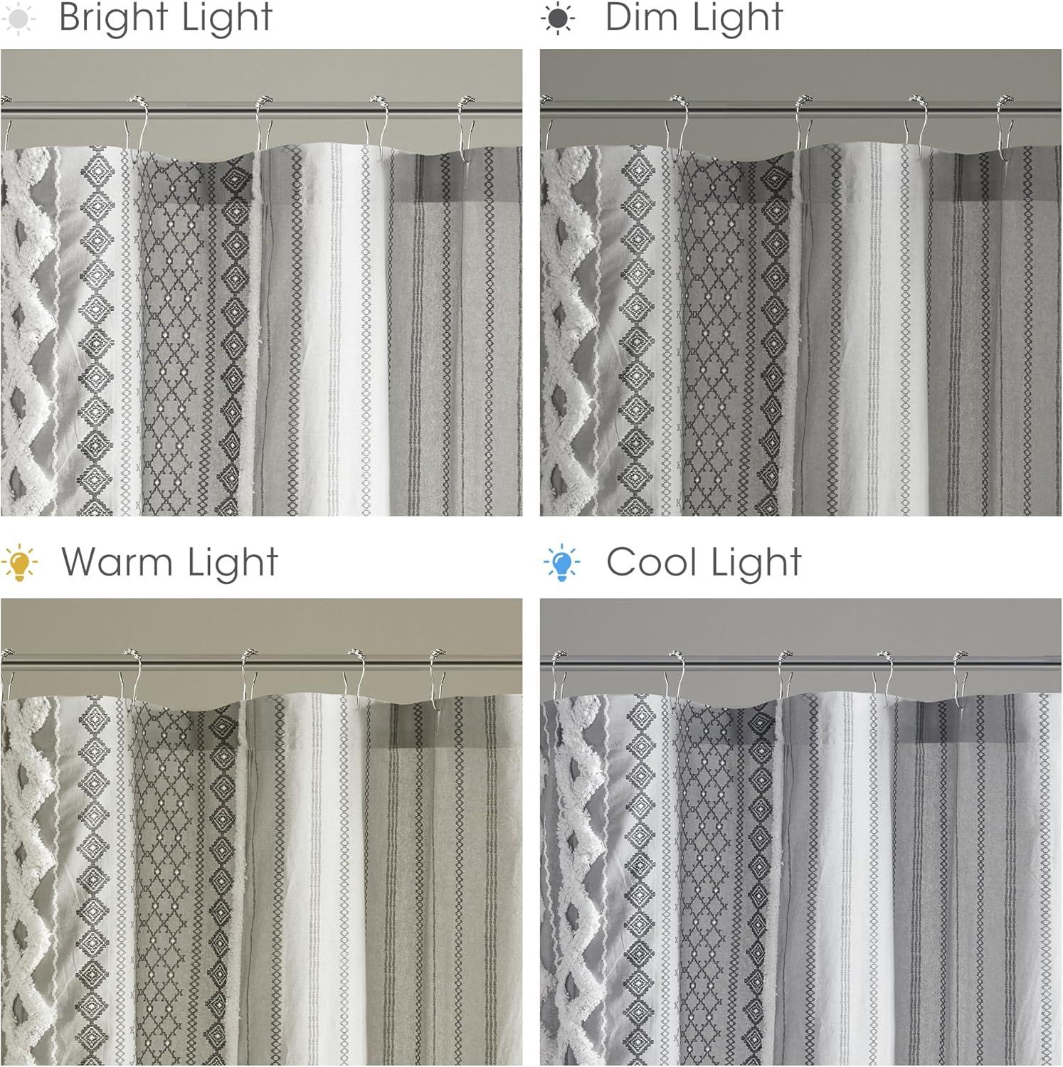 INK+IVY Imani 100% Cotton Printed Shower Curtain with Chenille