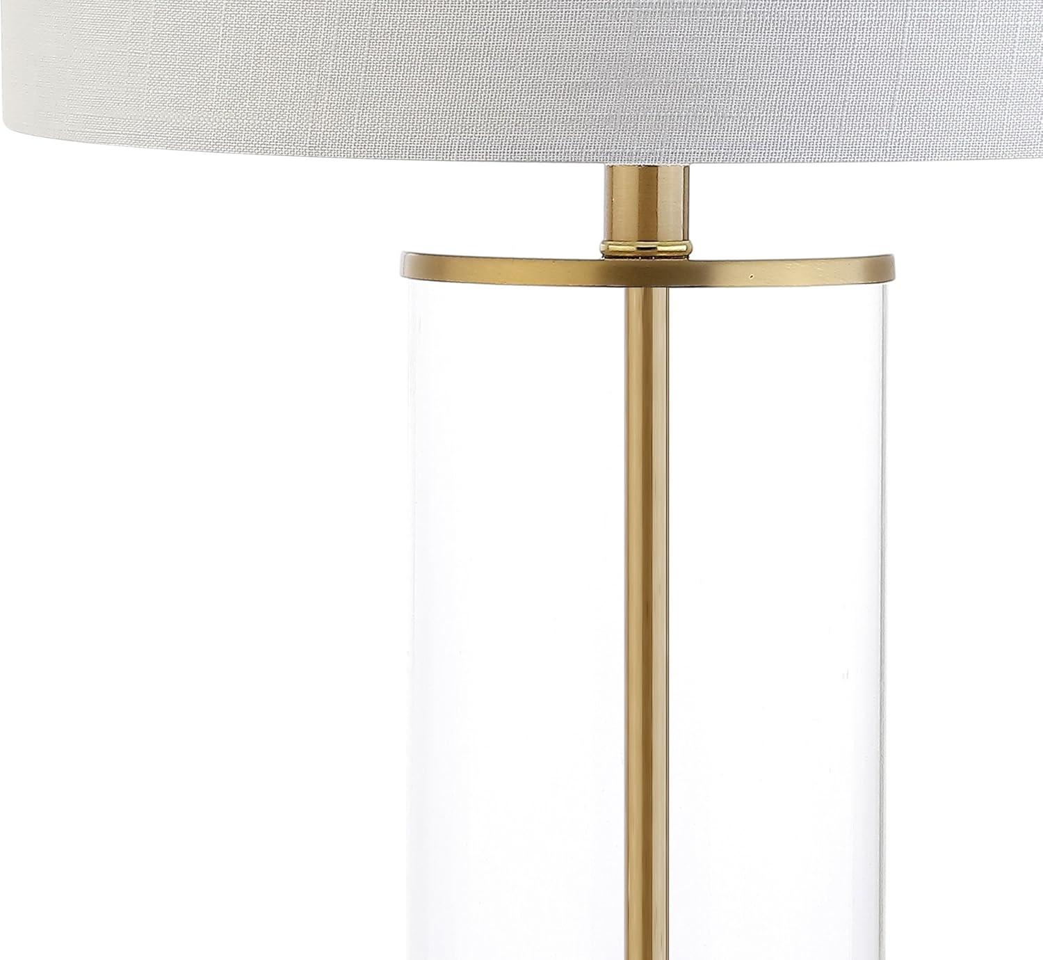 JONATHAN Y Collins 29.25" Glass LED Table Lamp, Brass Gold, JYL2005A